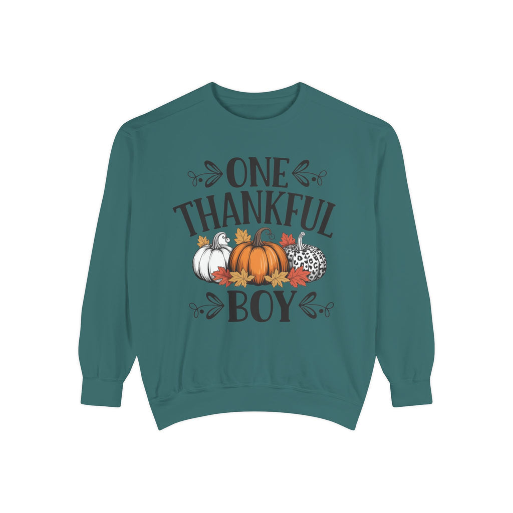 Thankful Boy Sweatshirt  Fall Pumpkin Thanksgiving Crewneck Fall T-Shirts and Sweatshirts Collection