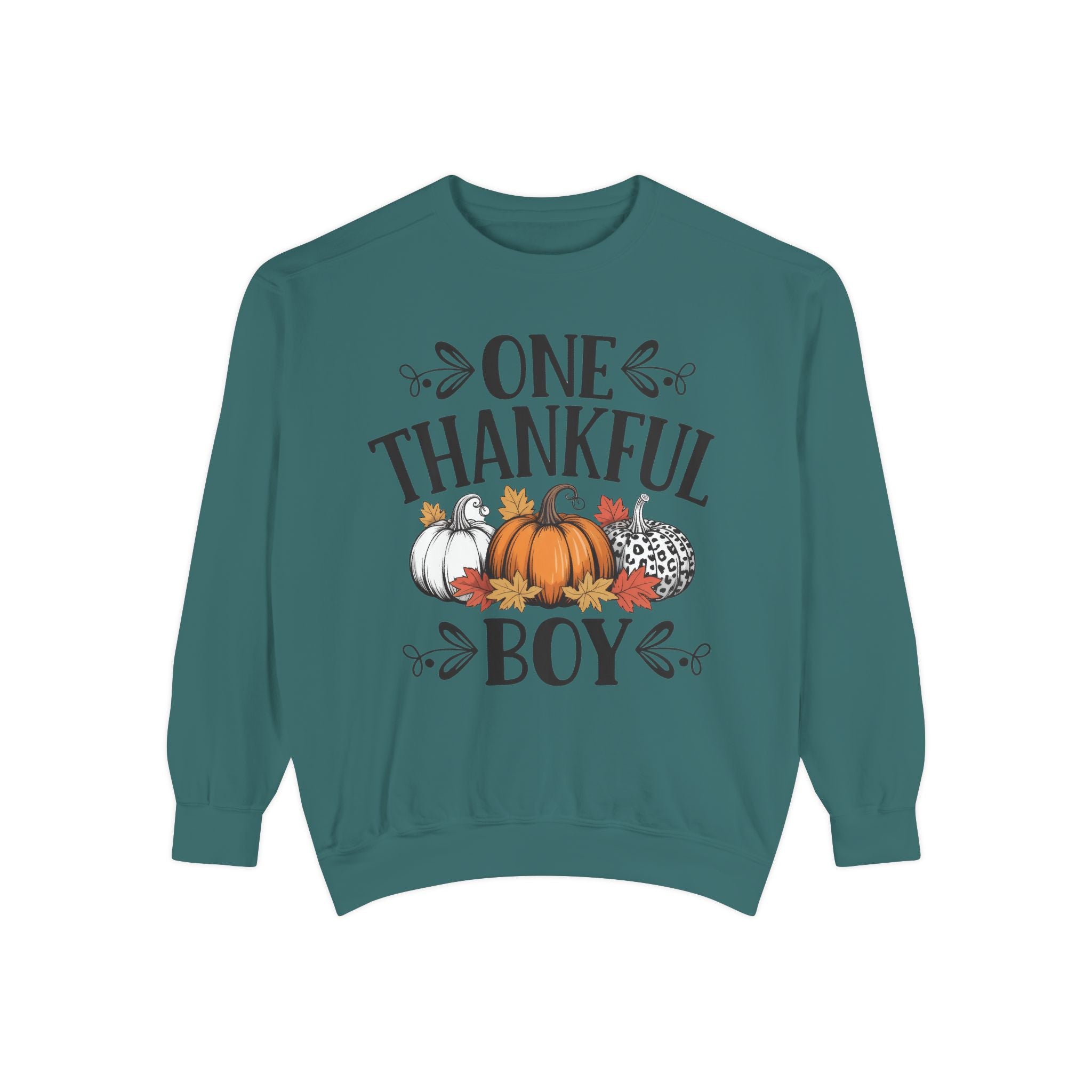 Thankful Boy Sweatshirt  Fall Pumpkin Thanksgiving Crewneck Fall T-Shirts and Sweatshirts Collection