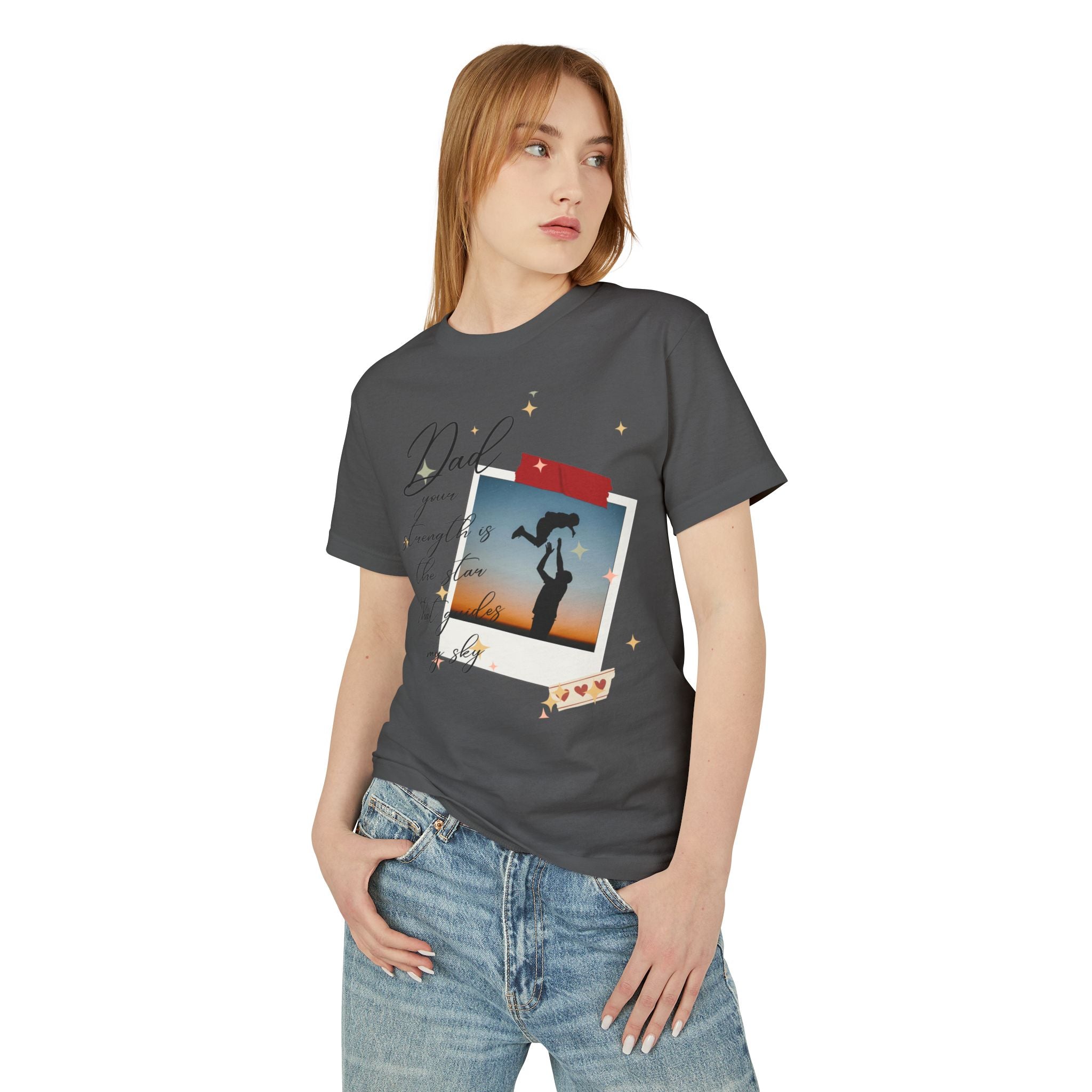 Dad & Daughter Sunset Photo Tee — "Dad, you're stronger than the storm"