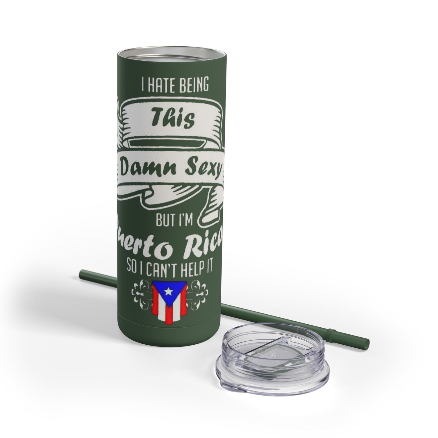 Puerto Rican Pride Skinny Matte Tumbler, 20oz | Perfect Gift for Afro-Latinx, Birthday, BBQ, Celebration, Fun Drinkware