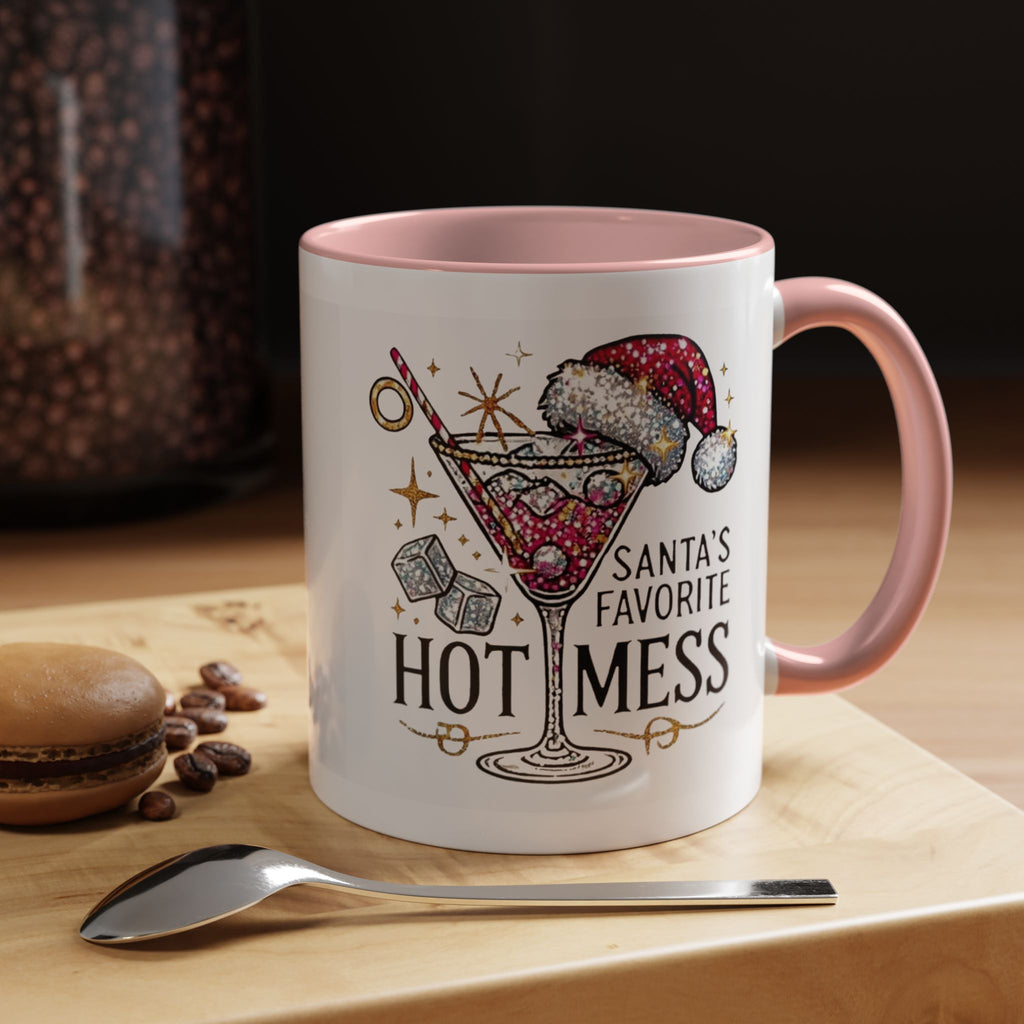 Accent Coffee Mug - "Santa's Favorite Hot Mess" Holiday Cocktail Mug (11/15 oz)