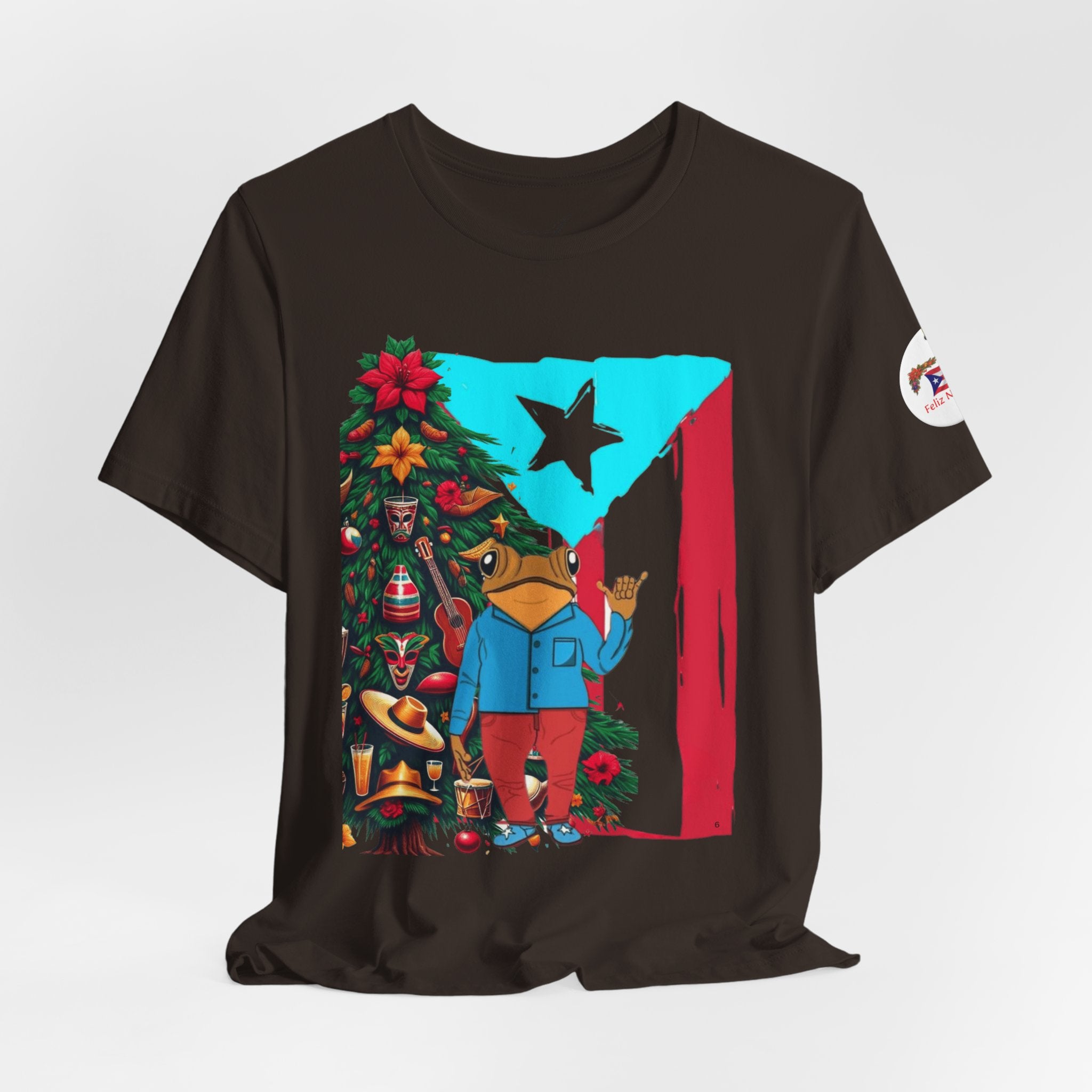 Puerto Rico Holiday T-Shirt  Coquí by Christmas Tree Graphic Puerto Rico’s Navidades