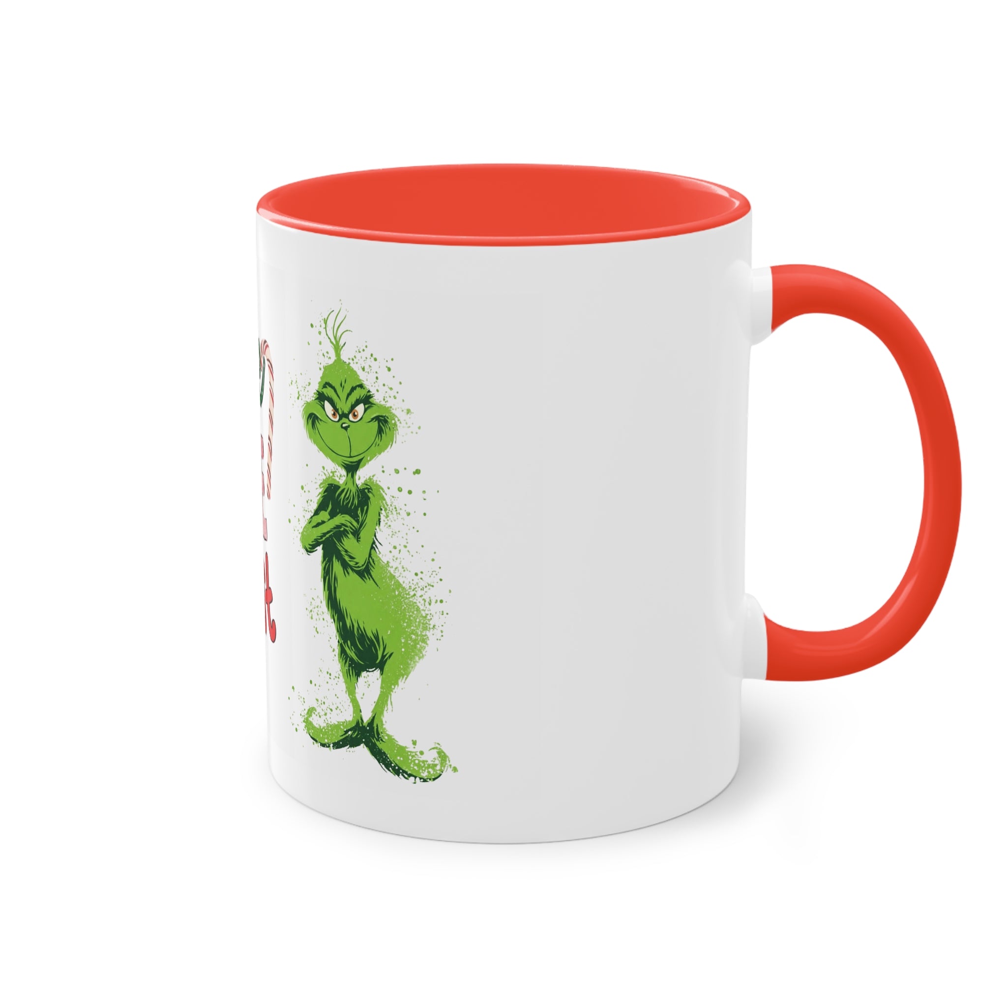 Cute Grinch Two-Tone Coffee Mug - Perfect for Holiday Cheer! Christmas Mugs Collection