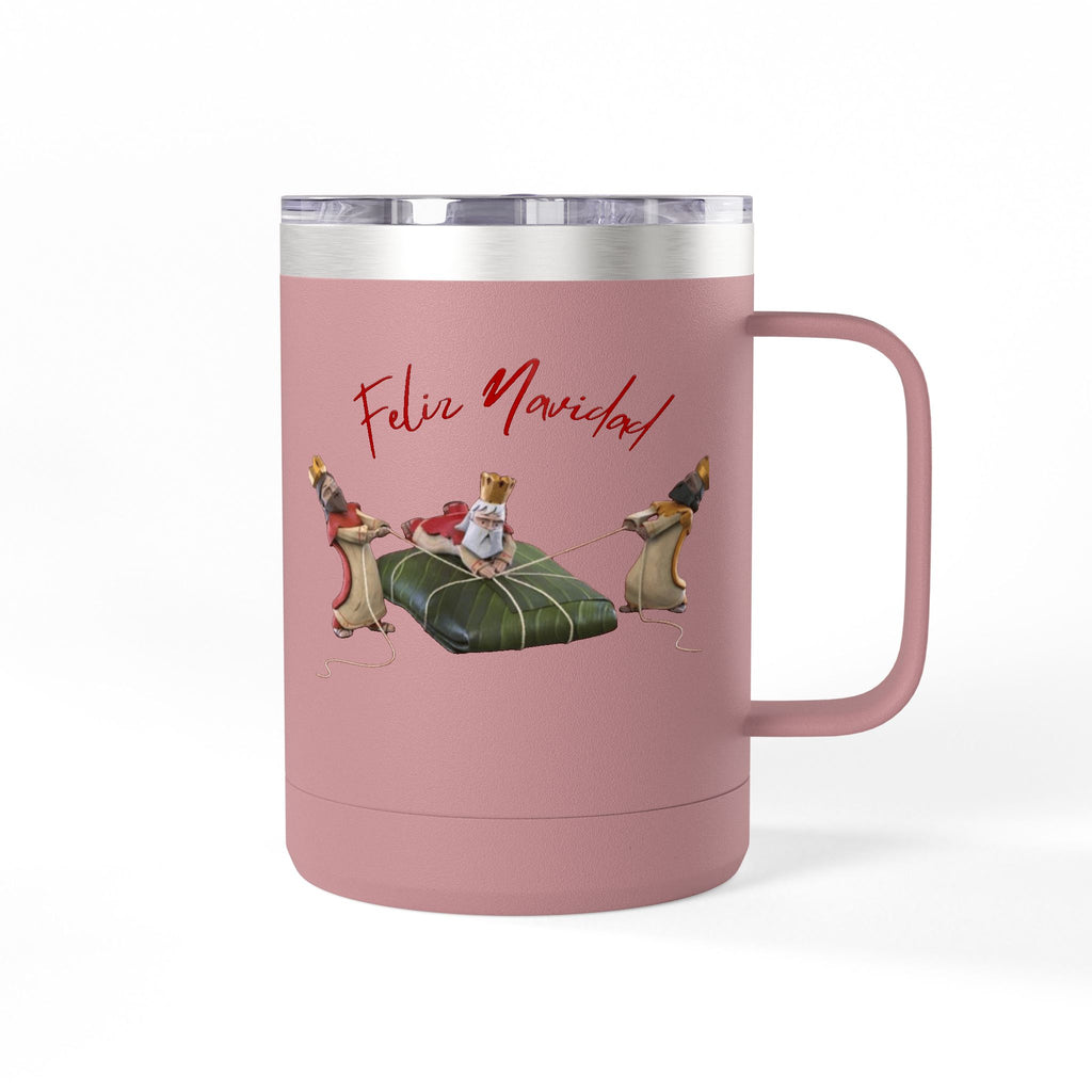 3 KINGS Holiday Travel Tumbler — 'Feliz Navidad' Dachshund Santa Design Coffee Cup for Fun Celebrations