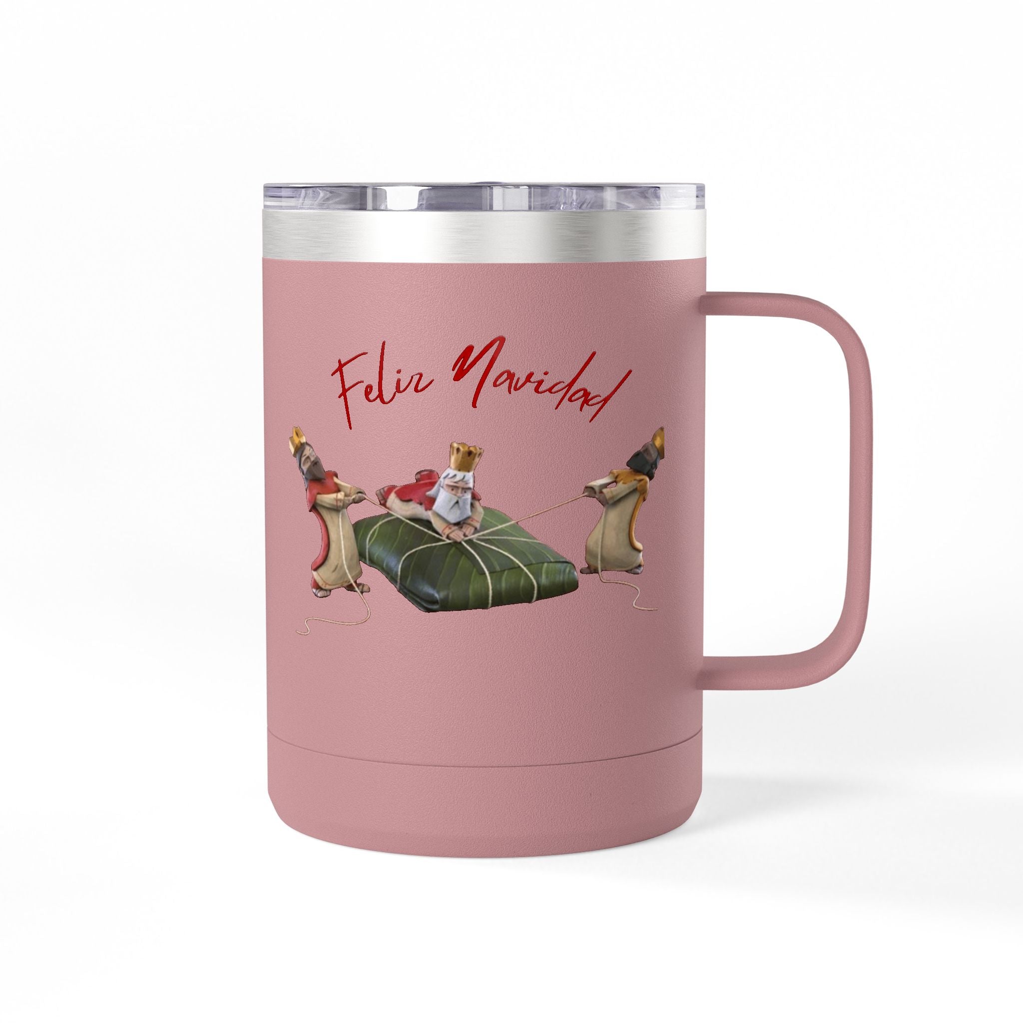 3 KINGS Holiday Travel Tumbler — 'Feliz Navidad' Dachshund Santa Design Coffee Cup for Fun Celebrations