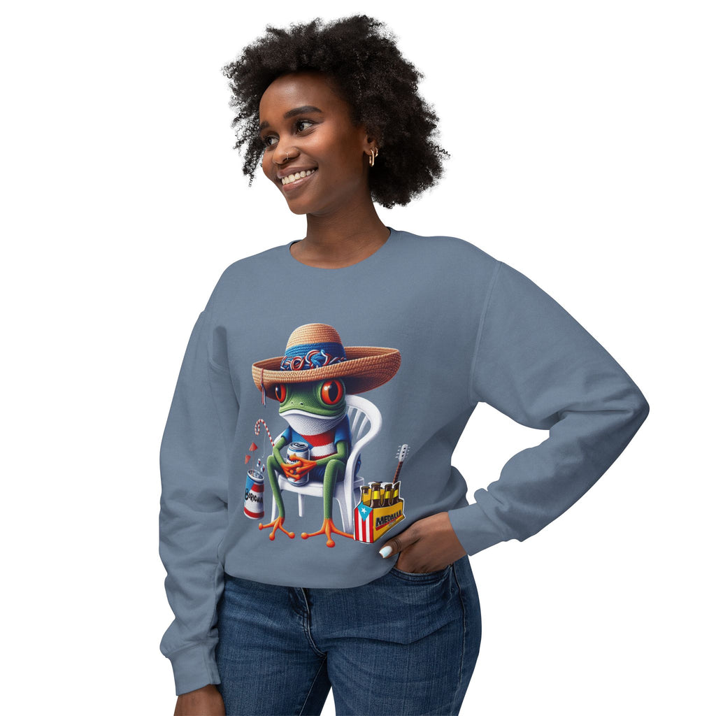 Coqui in Sombrero Crewneck Sweatshirt Puerto Rico’s Navidades