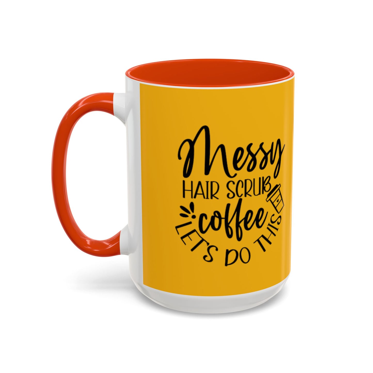 Holiday Coffee Cups with Festive Quotes & Designs Messy Hair Coffee Mug - Fun Yellow Ceramic Cup for Coffee Lovers