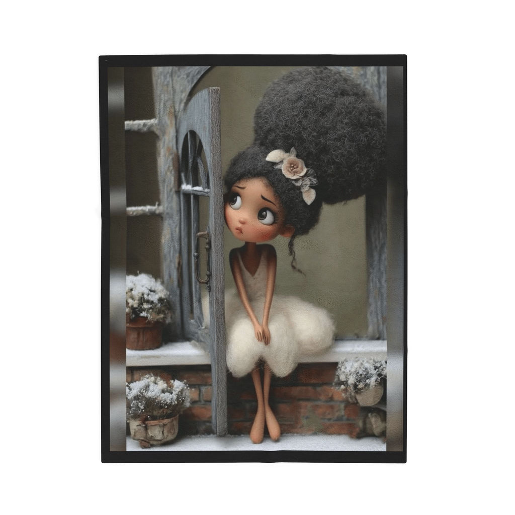 Cute Cozy Plush Blanket — Whimsical Ballerina Girl Velveteen Throw