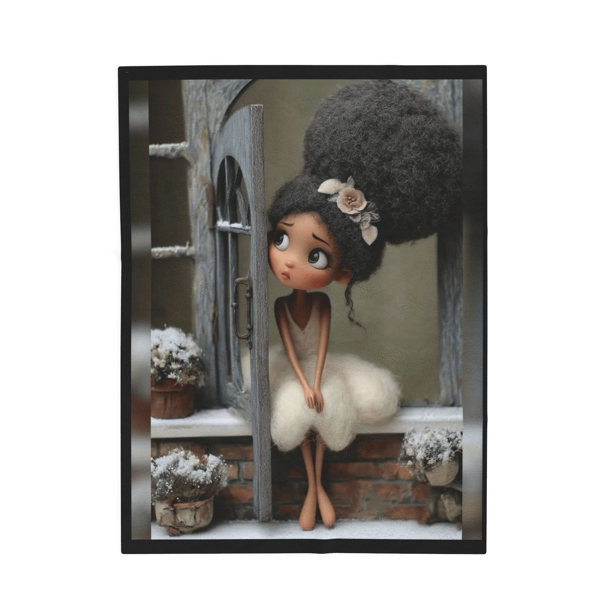 Cute Cozy Plush Blanket — Whimsical Ballerina Girl Velveteen Throw