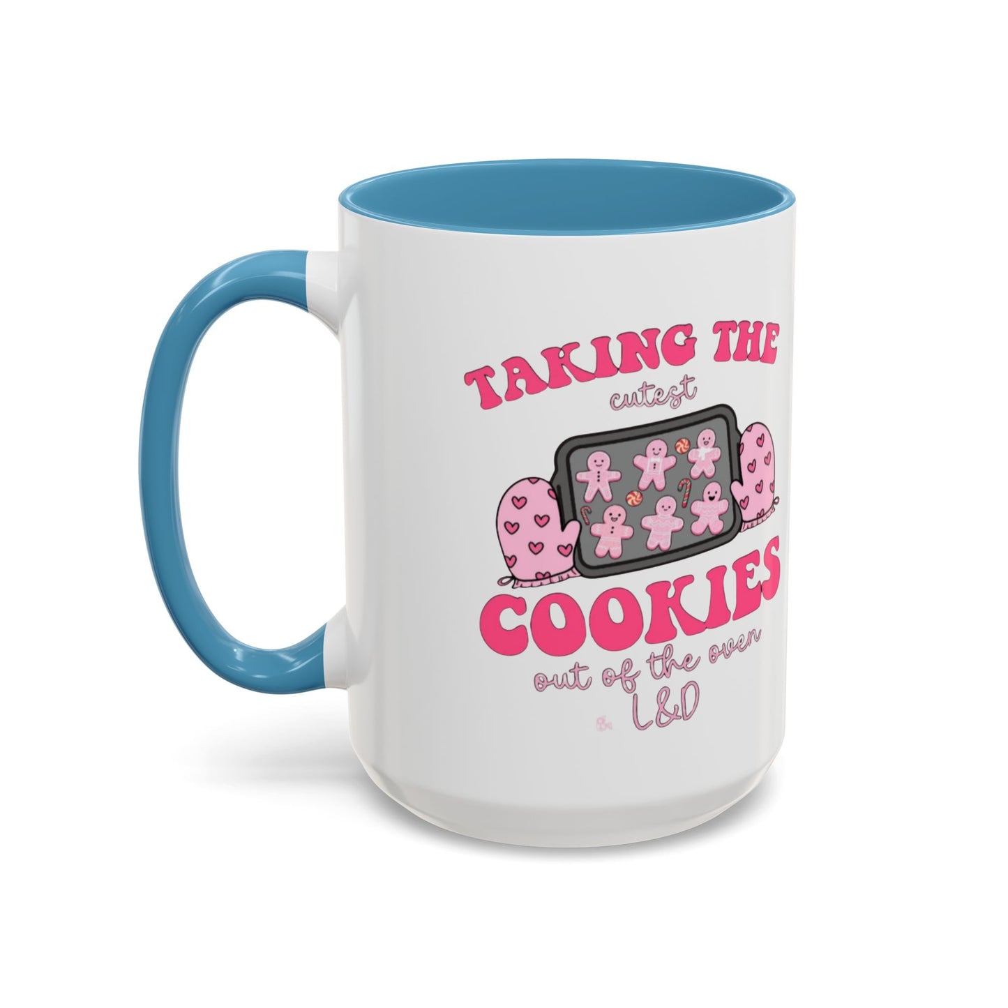 Accent Coffee Mug — "Taking the Cookies" Cute Pink Baking Design Coffee Cup for Fun Celebrations