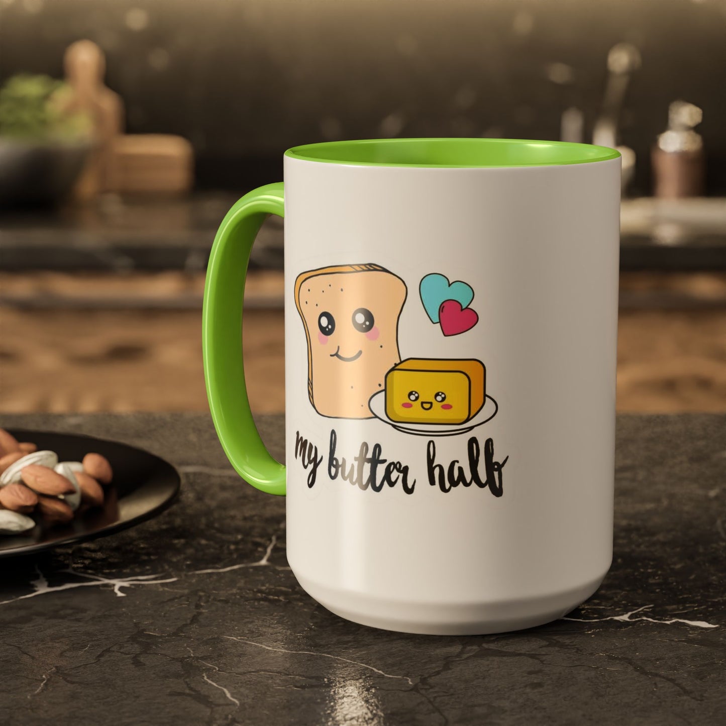 Motivational & Funny Quote Mugs Uplifting Coffee Cup Gifts Cute Foodie Relationship Mug My Butter Half Design, Colorful 11oz & 15oz