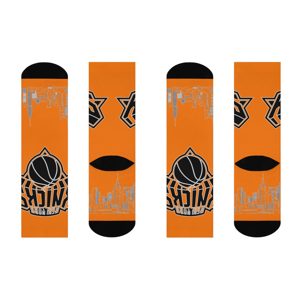Basketball-Inspired Pattern Crew Socks — Retro Sports Sublimation Socks NY-K
