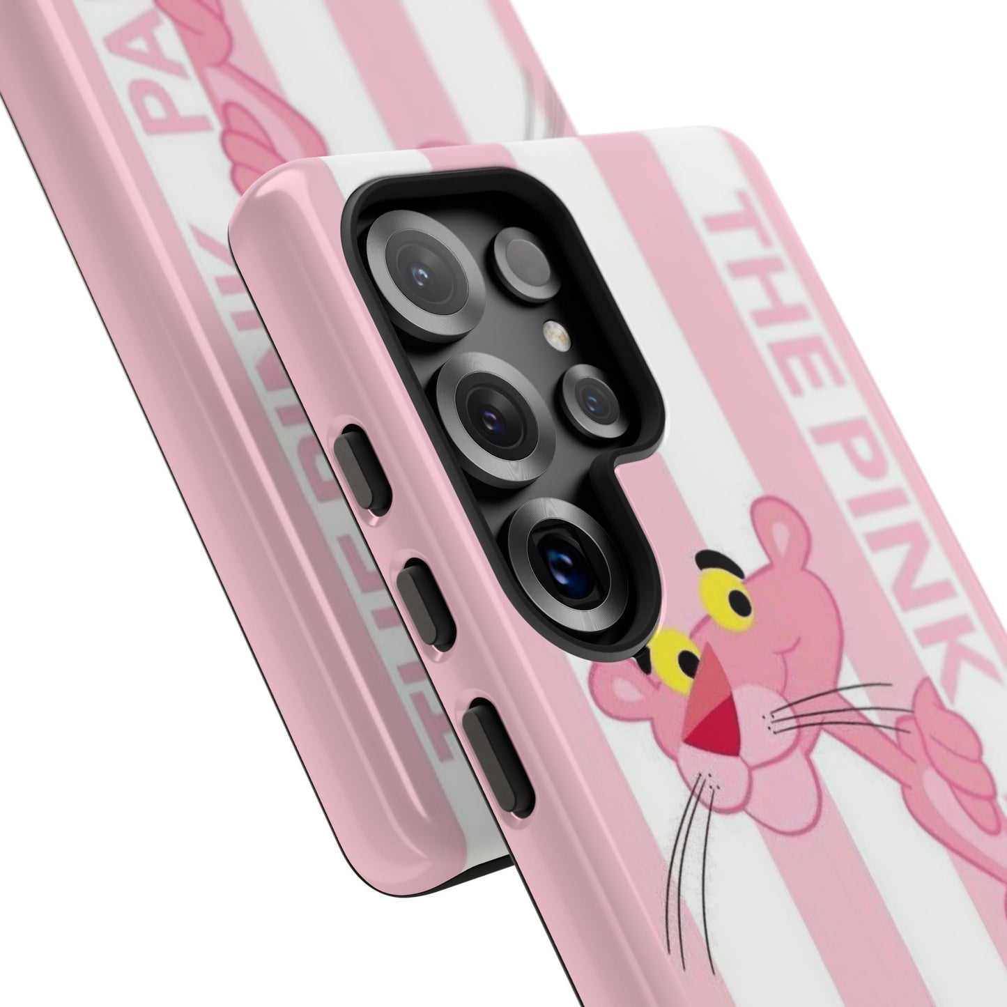 Pink Panther Tough Case Retro Striped Phone Case with "The Pink Panther" Design