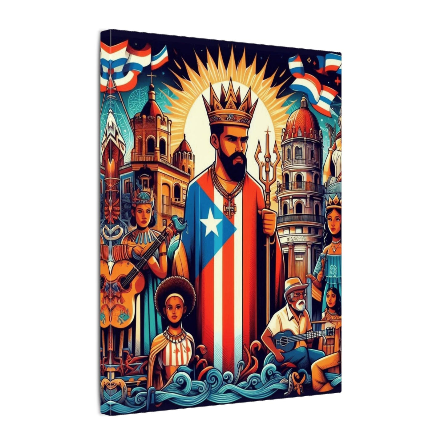 Vibrant Puerto Rican Art Canvas, Cultural Wall Decor, Celebration Decor, Unique Gift, Home Accent, Multi-Size