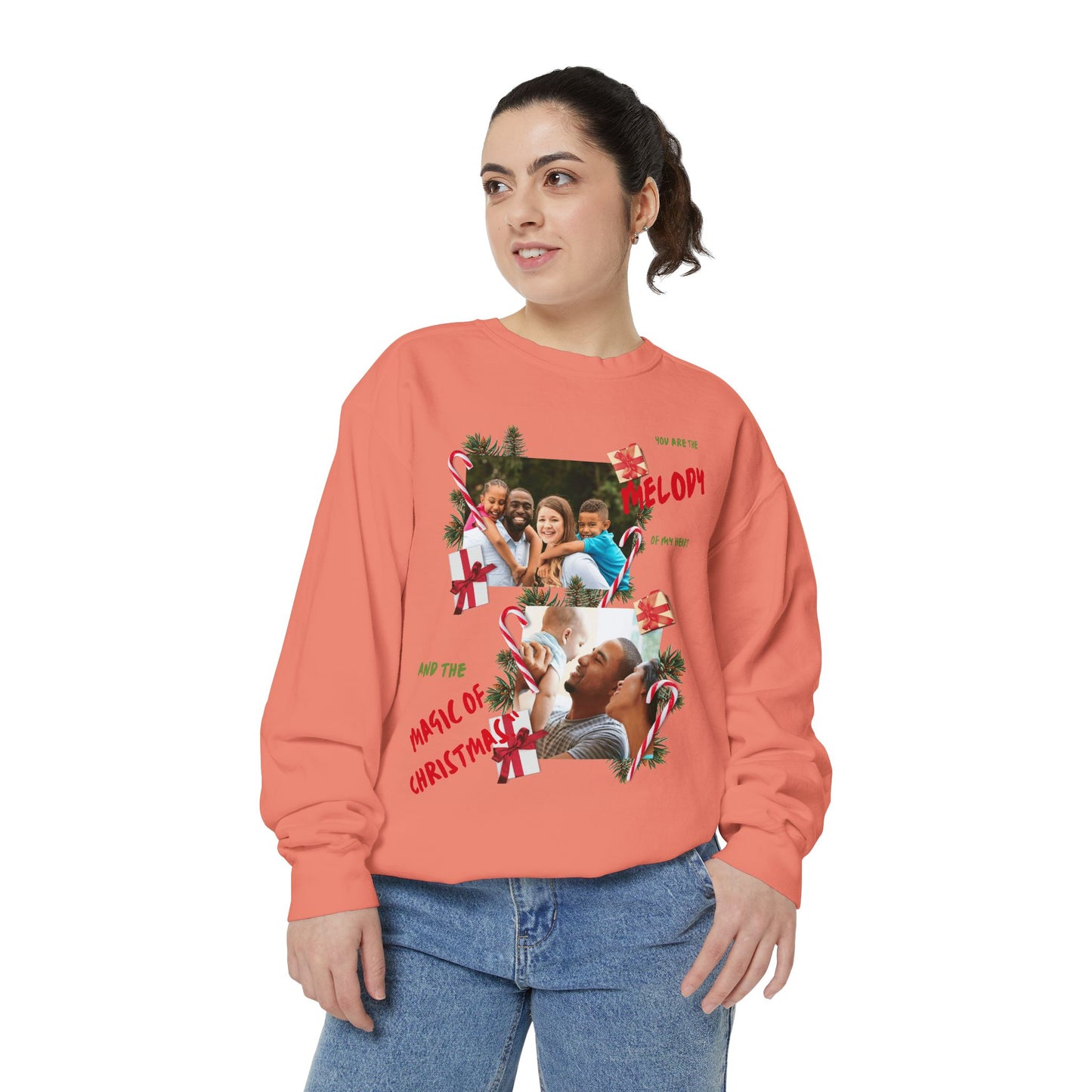 Personalized Christmas Photo Sweatshirt – “You Are the Melody” Holiday Crewneck