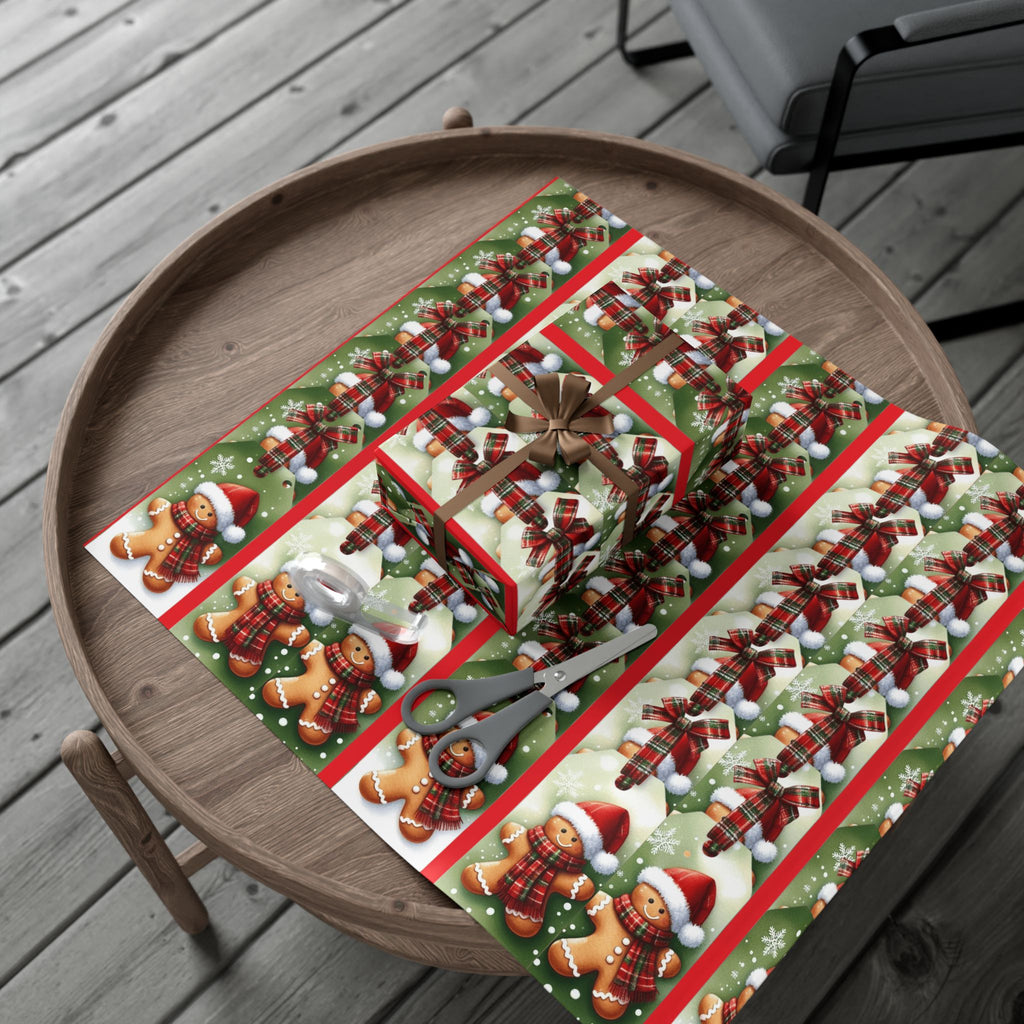 Christmas Gingerbread & Plaid Gift Wrap Paper – Holiday Present Wrapping Sheets