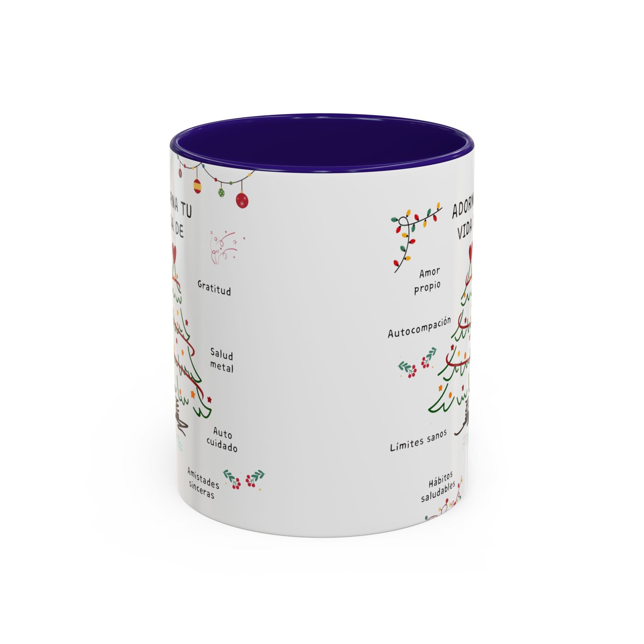 Mug — 'Adorna Tu Vida' Christmas Tree Spanish Holiday Coffee Mug (11oz/15oz)