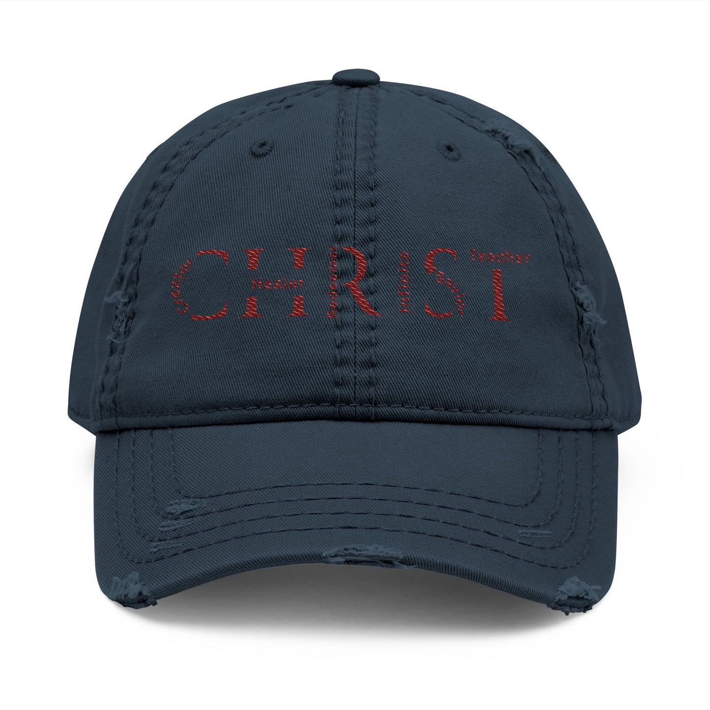 Distressed Embroidered 'CHRIST' Dad Hat — Vintage Christian Baseball Cap