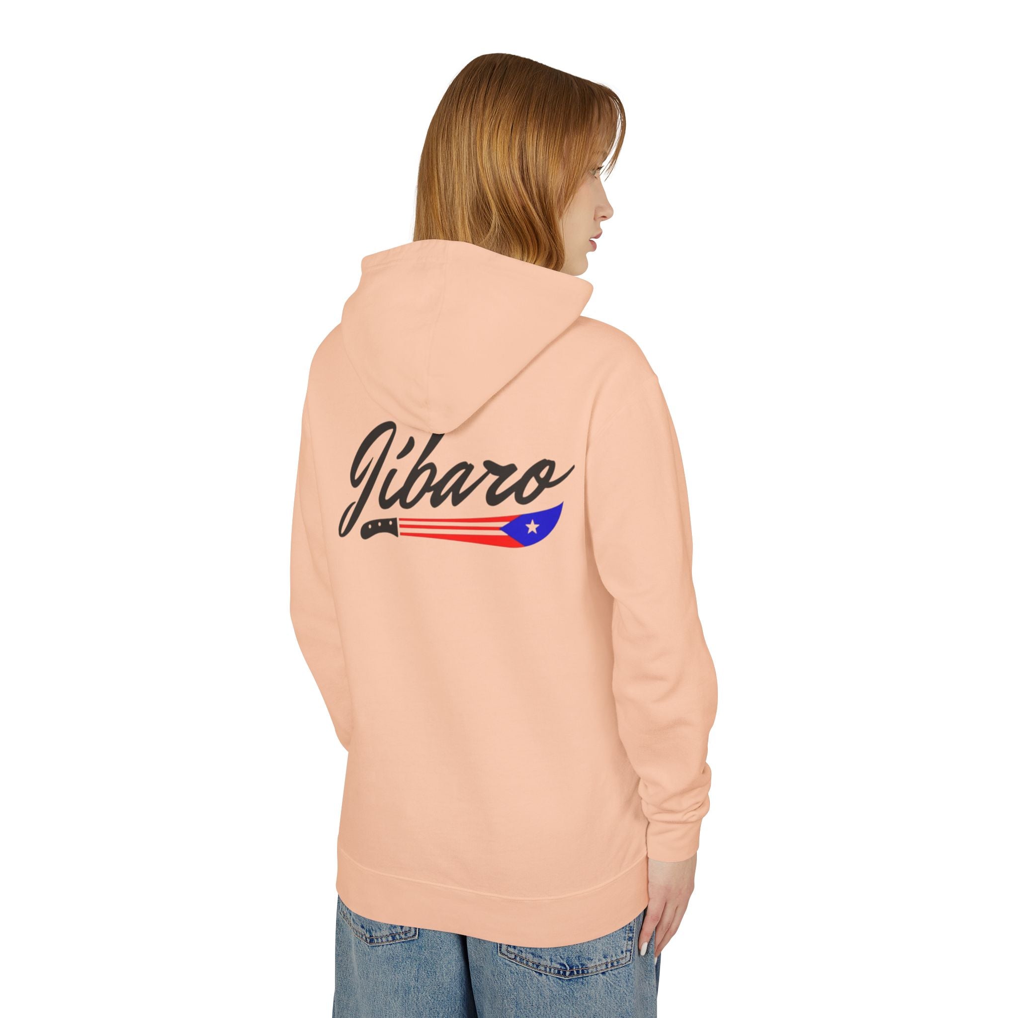 Puerto Rico Heart Flag Hoodie  "Jíbaro" Back Graphic