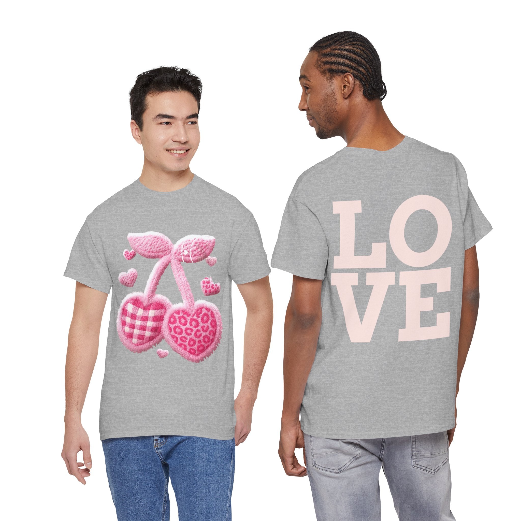 Pink Heart Cherries Tee  LOVE Graphic Valentine T-Shirt