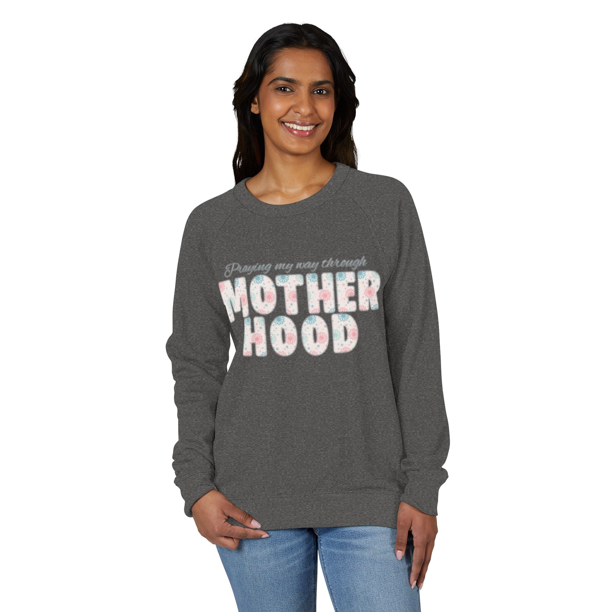 Motherhood Crewneck Sweatshirt  'Blessed with the Chaos' Raglan Pullover for Moms