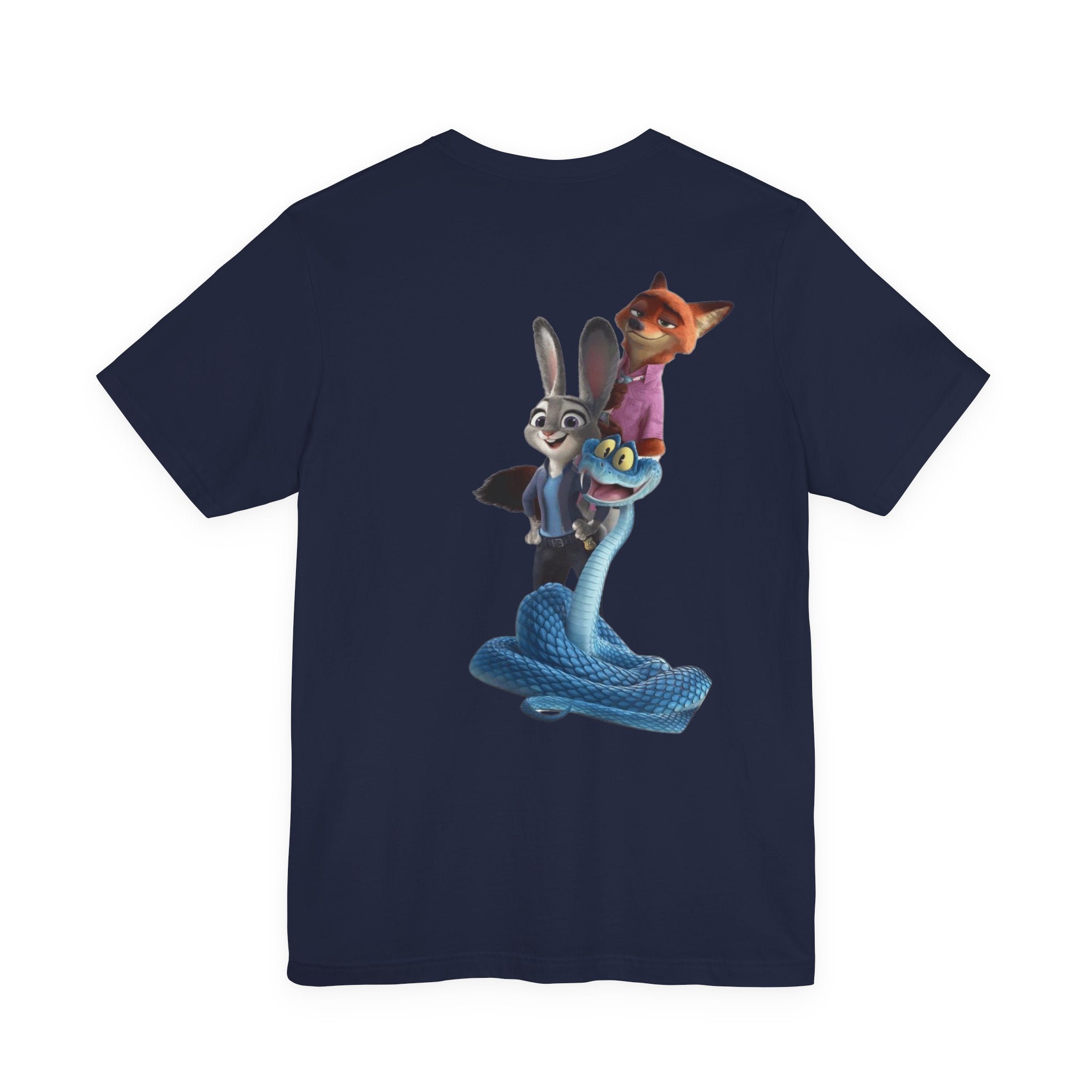 Animated Character Tee — Cute Fox & Bunny Stack Graphic T-Shirt  cartoon-style Christmas artwork