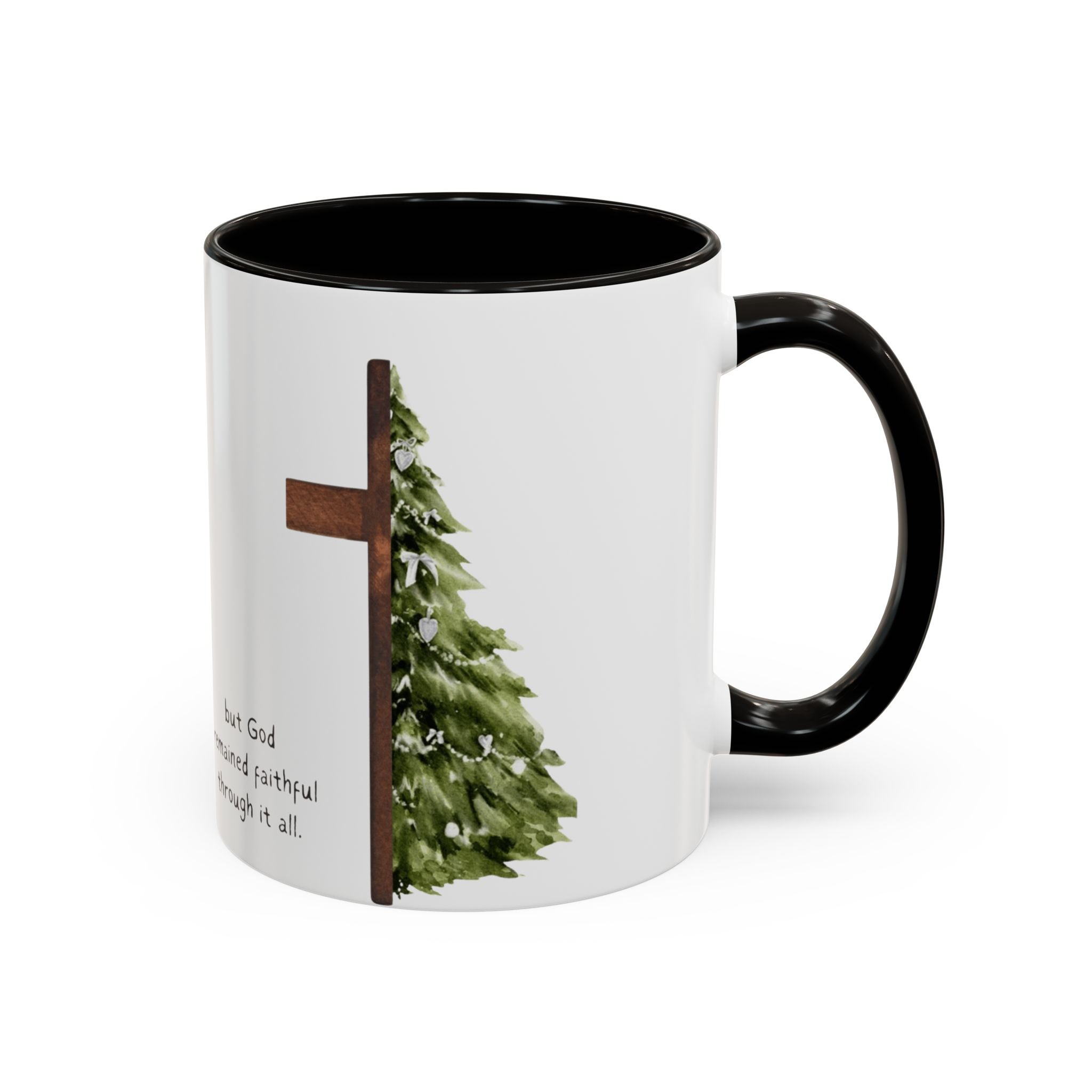 Christian Cross & Pine Tree Mug — Faith Reminder Coffee Cup (11oz/15oz)