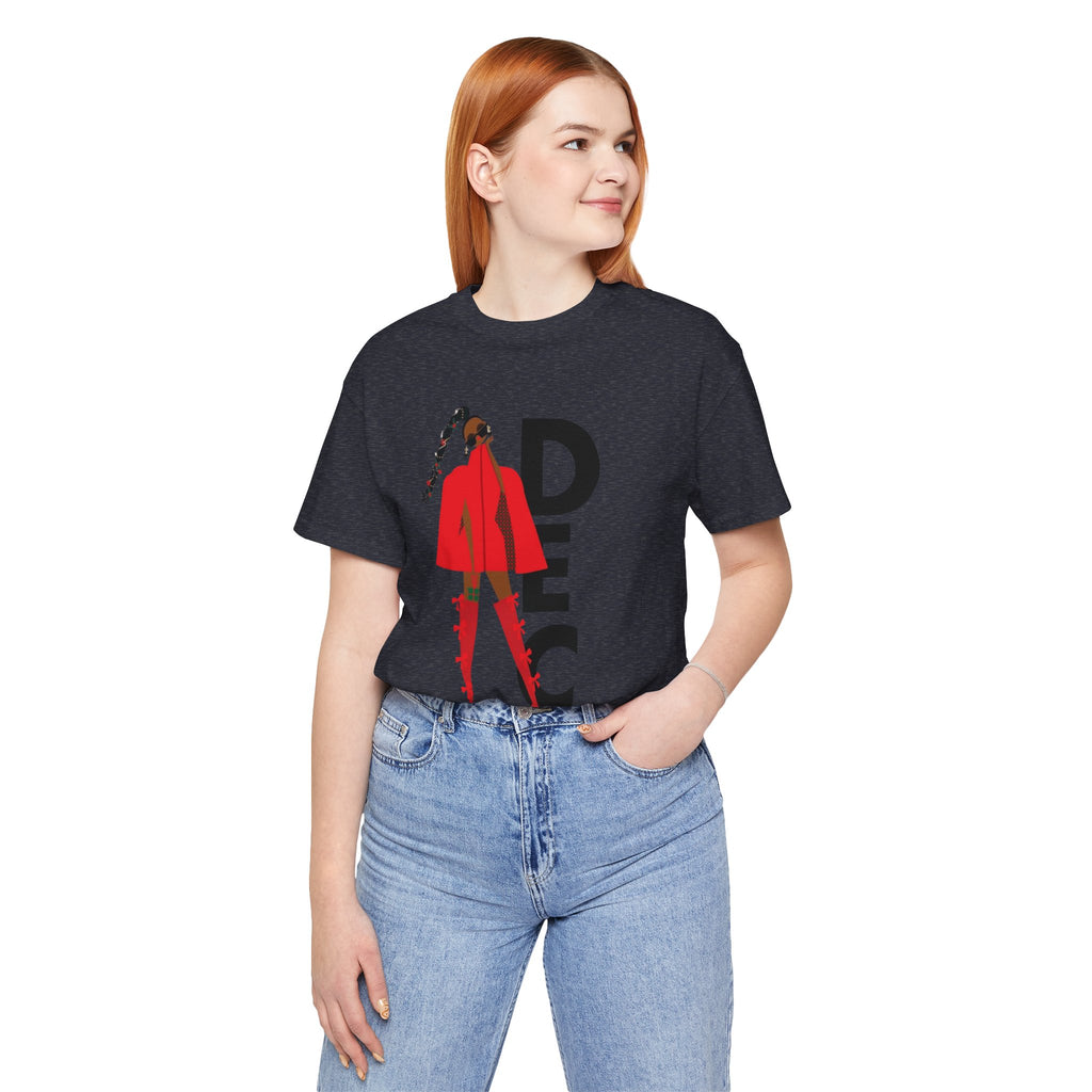 December Fashion Tee  Red Coat Model Graphic Shirt