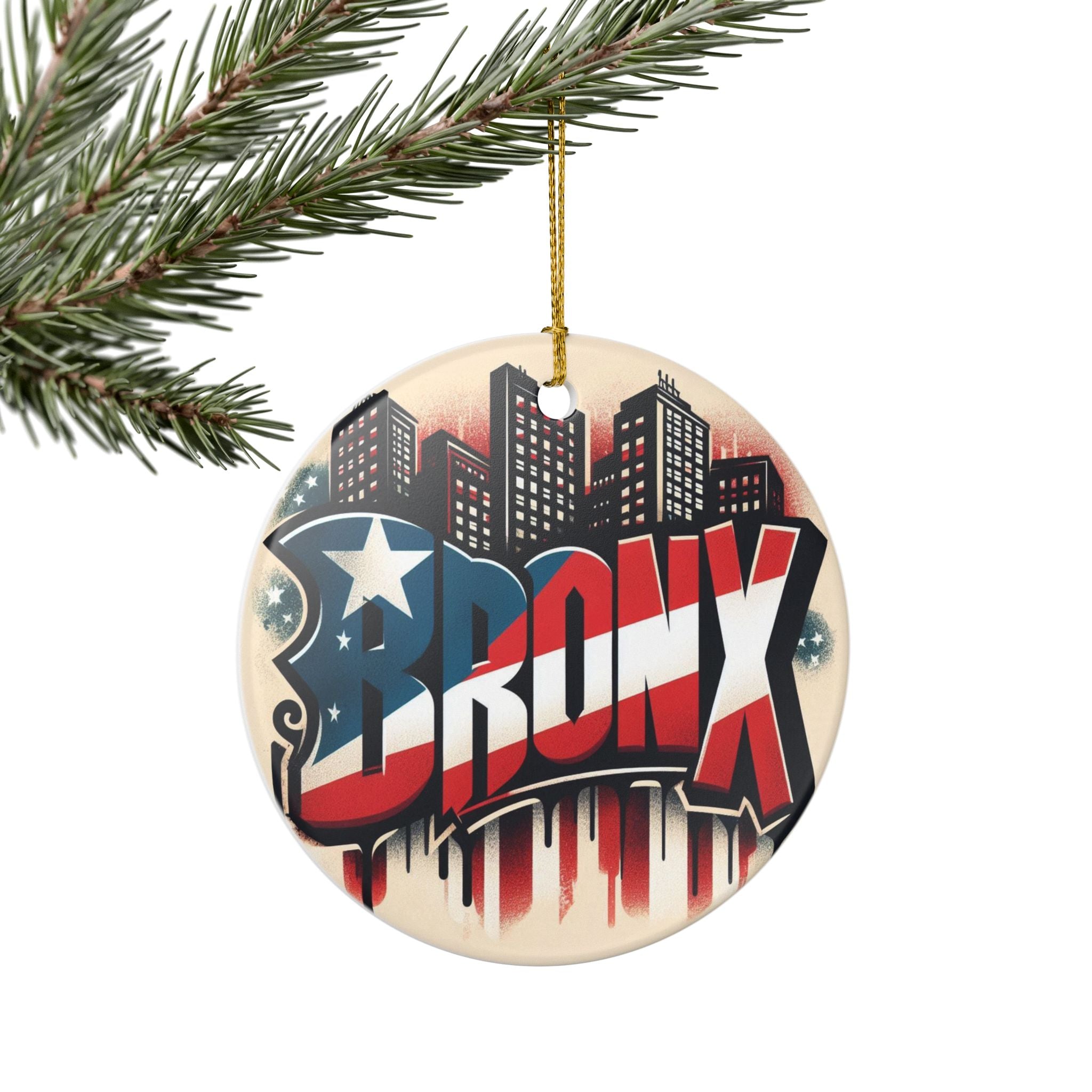 Bronx Skyline Ceramic Ornament New Yorican Boricua Proud Glass Ornament  Puerto Rican NYC Pride Decor