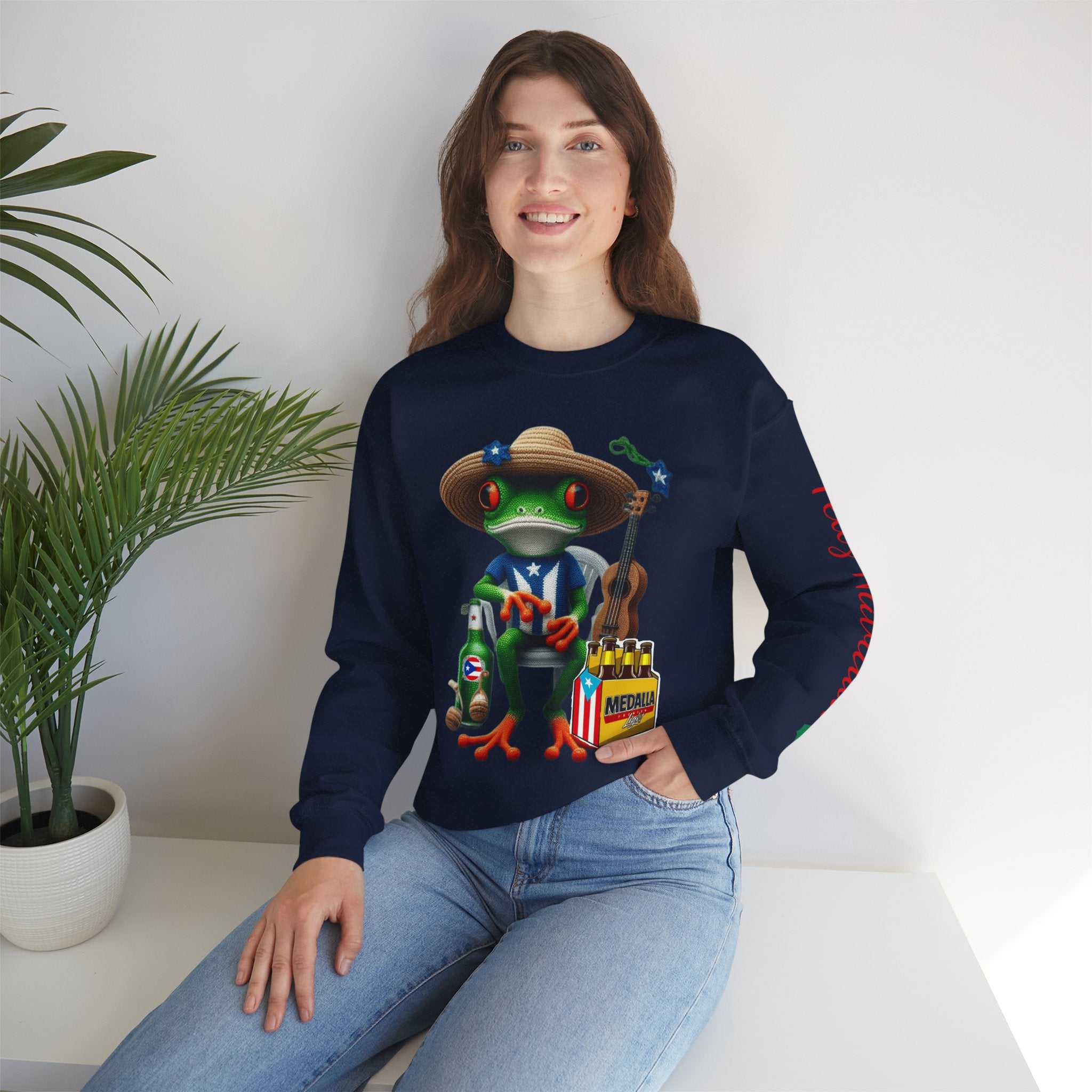 Frog Coqui Crewneck Sweatshirt – Coquito y Medalla Puerto Rican Vibes