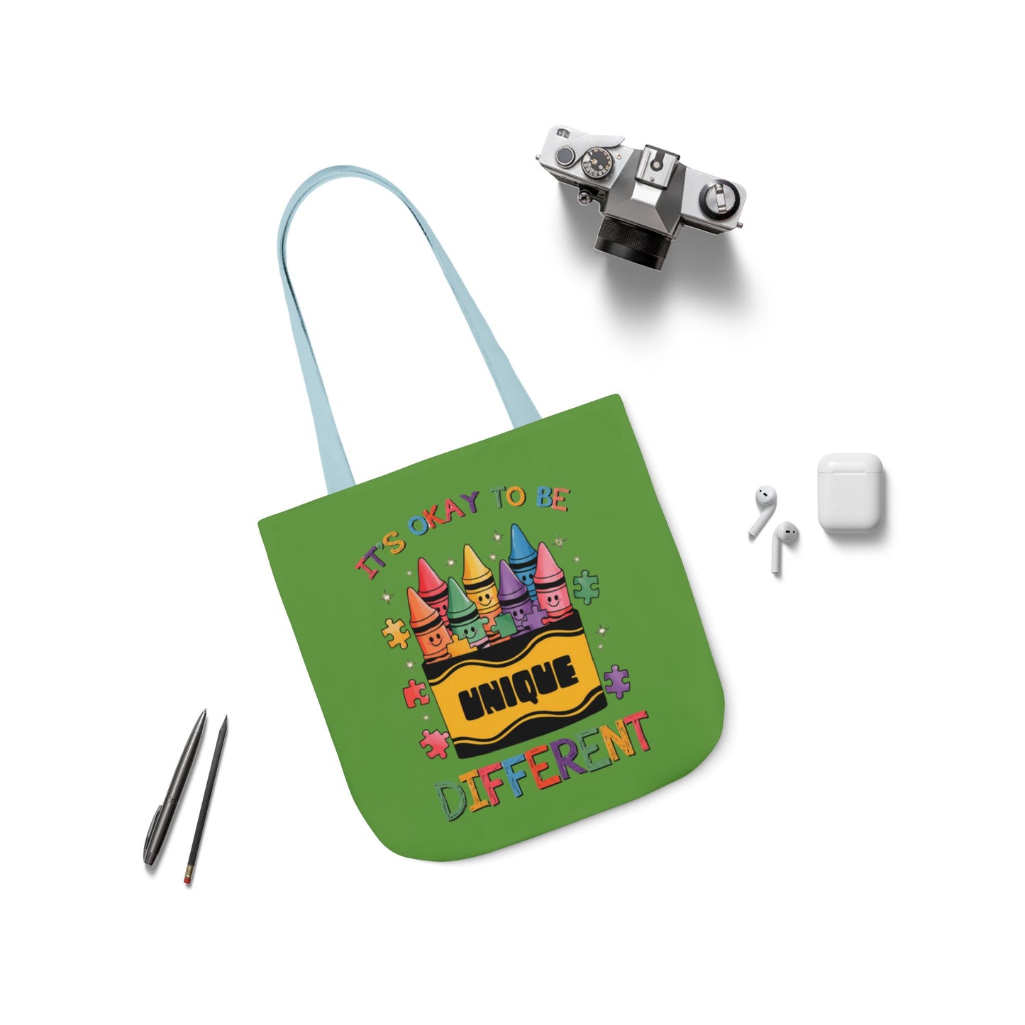 Autism Awareness & Pride Collection Unique Canvas Tote Bag with Colorful Castle Design
