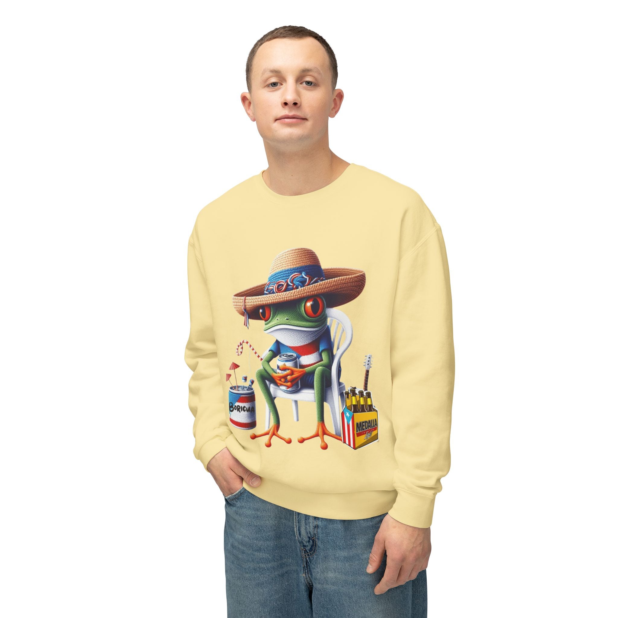 Coqui in Sombrero Crewneck Sweatshirt Puerto Rico’s Navidades
