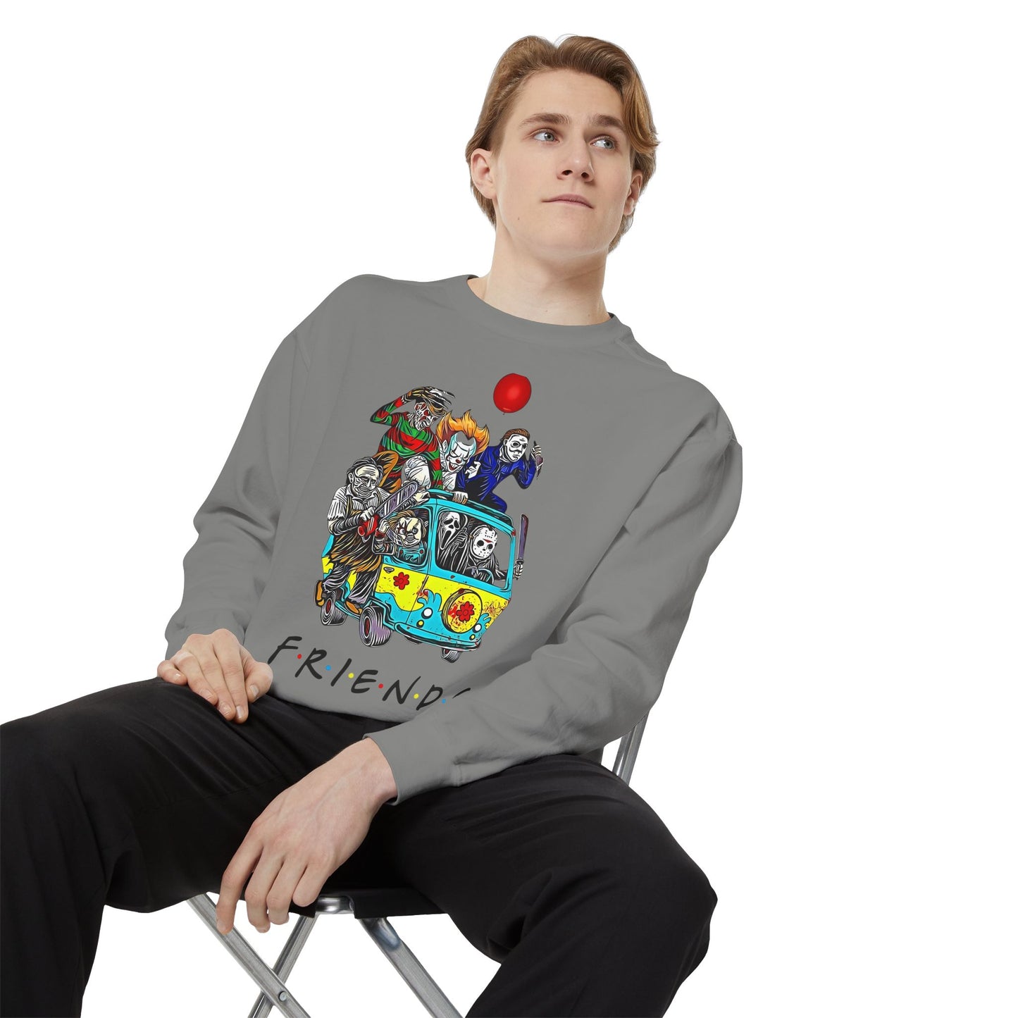Friends-Inspired Unisex Garment-Dyed Sweatshirt, Cozy Casual Wear, Unique Graphic Sweatshirt, Perfect Gift, Everyday Style
