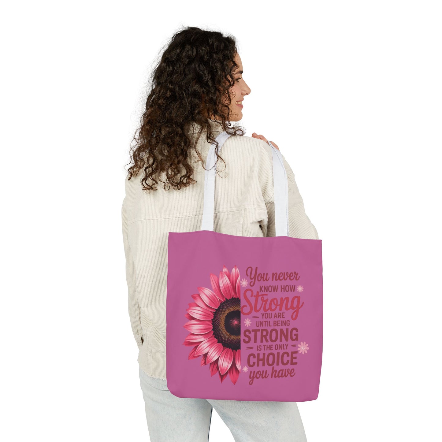 Cancer Survivor Hope Collection Inspirational Canvas Tote Bag with Floral Design