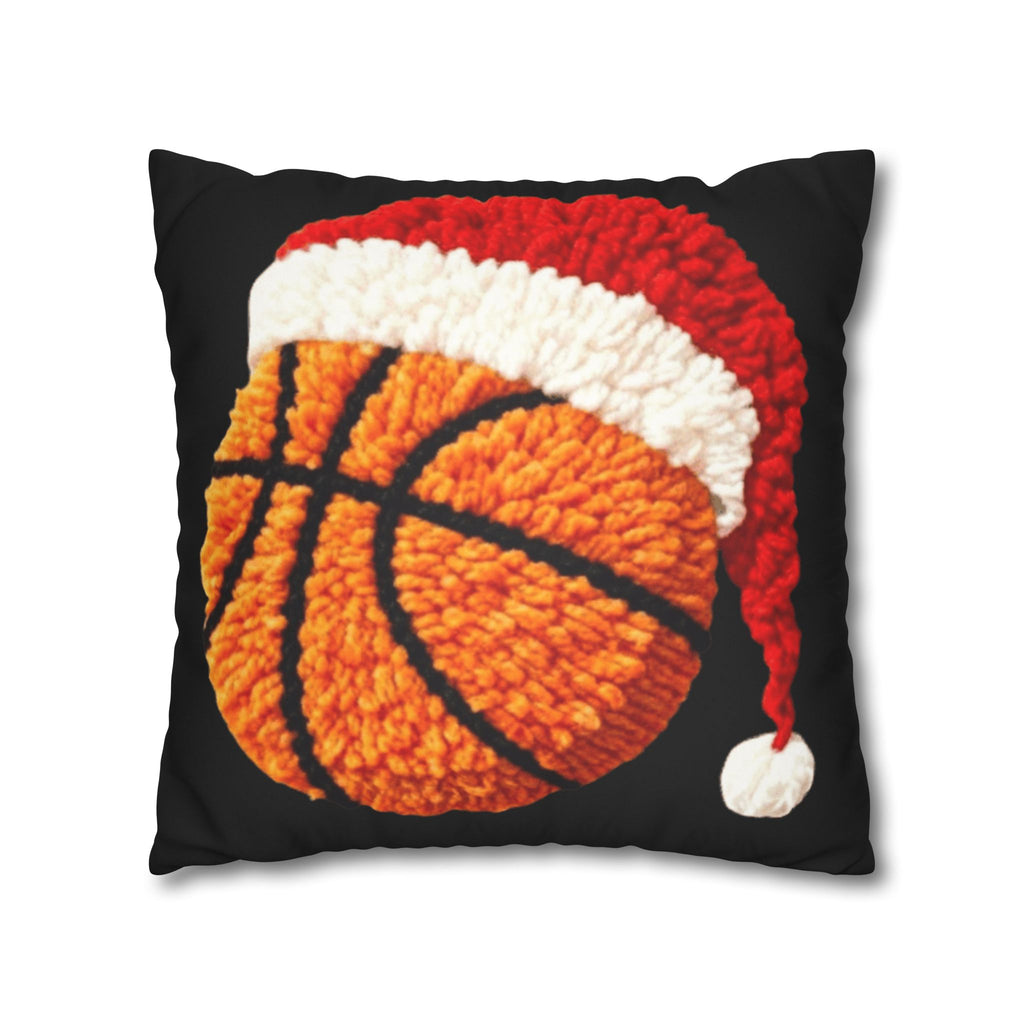 Basketball Christmas Pillowcase — Faux Suede Square Throw Pillow Cover