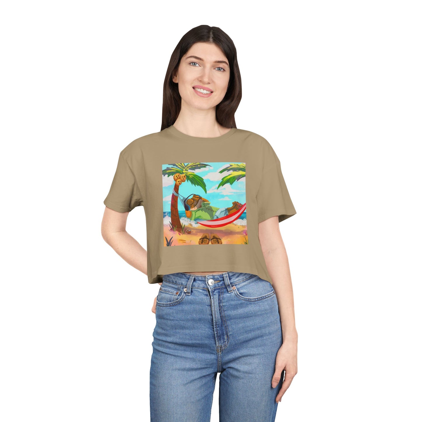 Boriqua T-Shirt Tropical Paradise Crop Tee - Chill Vibes, Women's Casual Top, Summer Style, Beachwear, Vacation Shirt