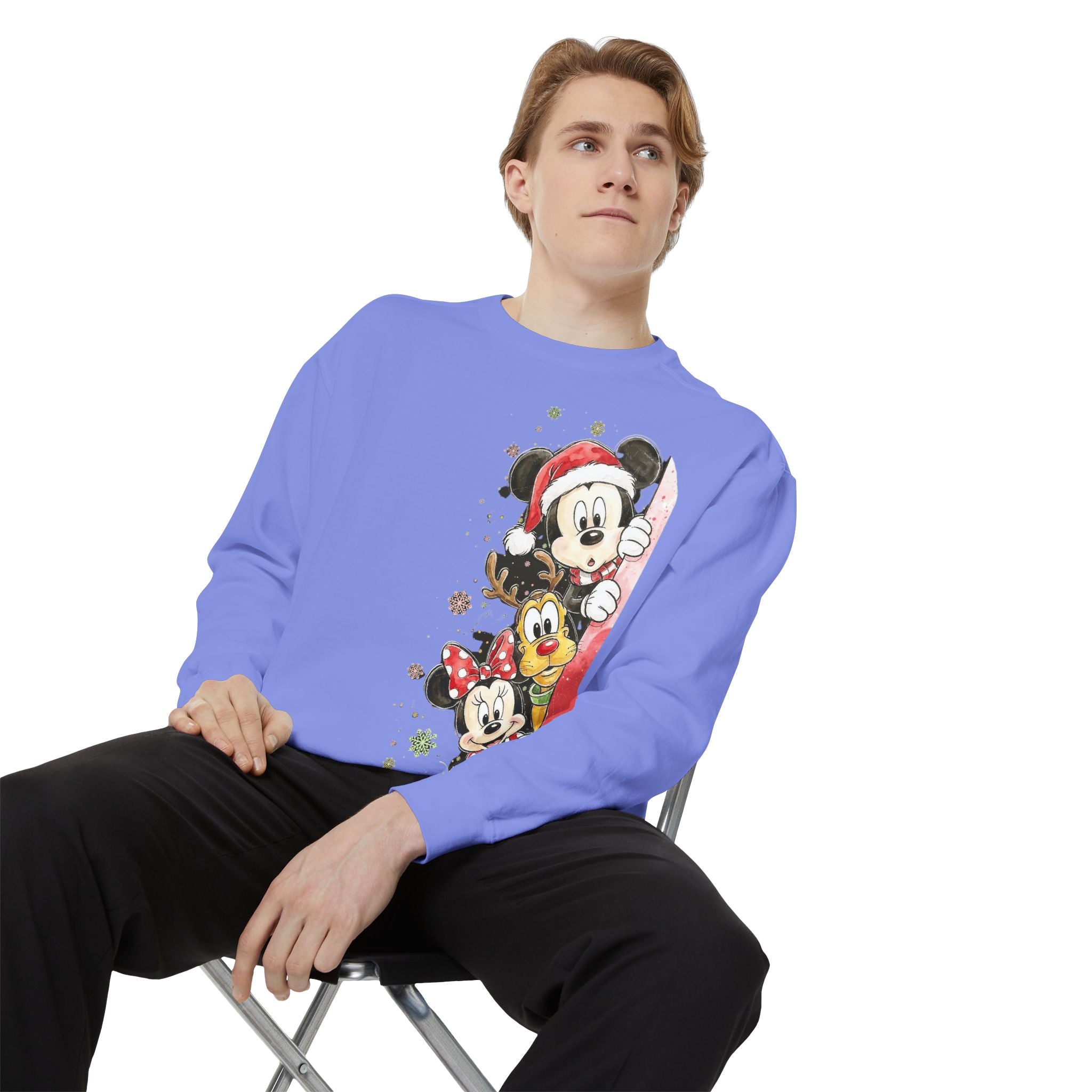 Christmas Disney Characters Sweatshirt  Mickey, Minnie & Pluto Holiday Crew Cartoon Christmas T-shirts and Sweaters