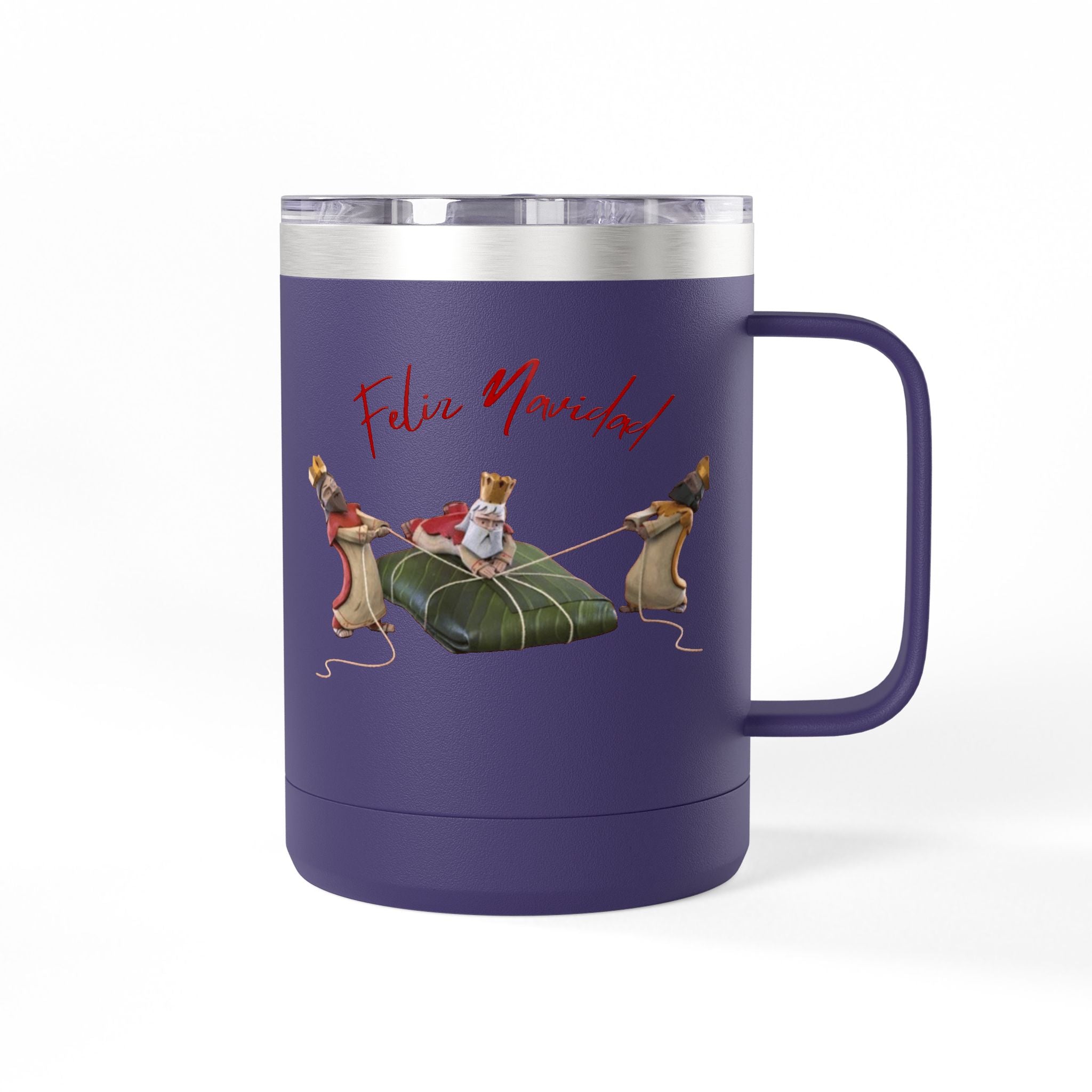 3 KINGS Holiday Travel Tumbler — 'Feliz Navidad' Dachshund Santa Design Coffee Cup for Fun Celebrations