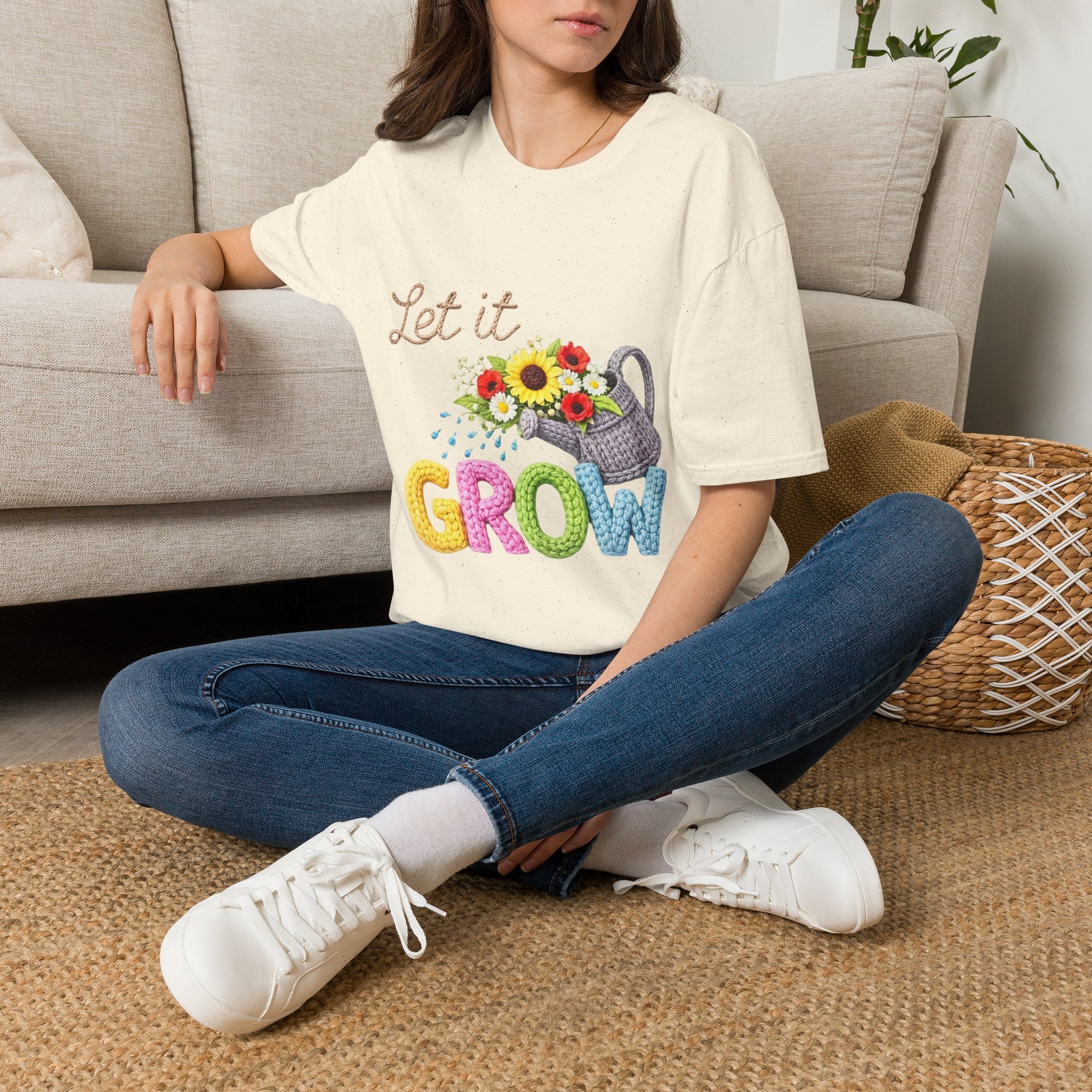Let It Grow T-Shirt — Floral Watering Can Garden Tee