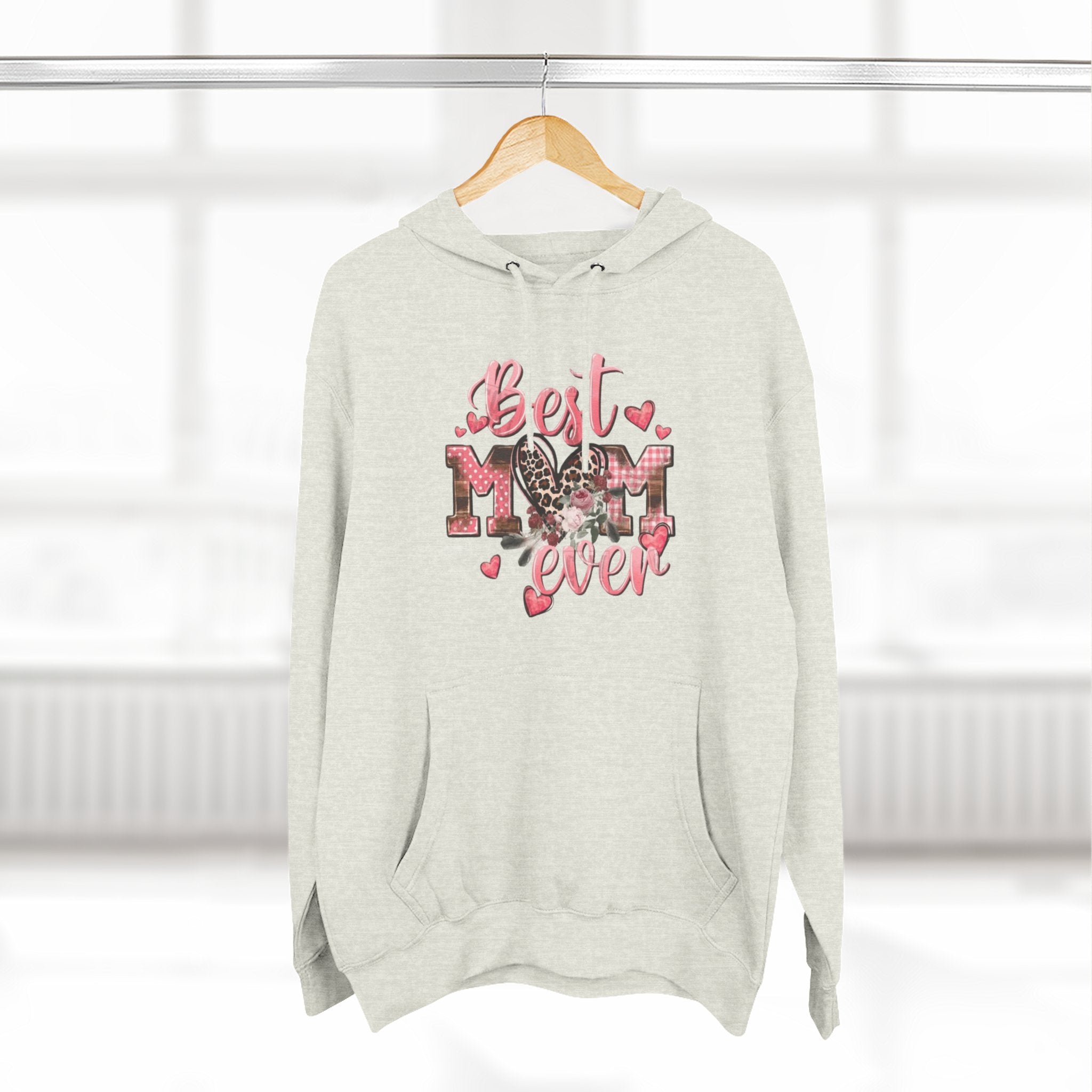 Best Mom Ever Hoodie  Leopard Heart Mother's Day Pullover