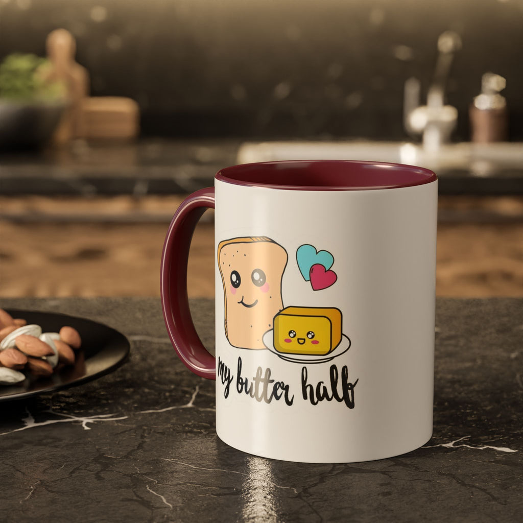 Motivational & Funny Quote Mugs Uplifting Coffee Cup Gifts Cute Foodie Relationship Mug My Butter Half Design, Colorful 11oz & 15oz