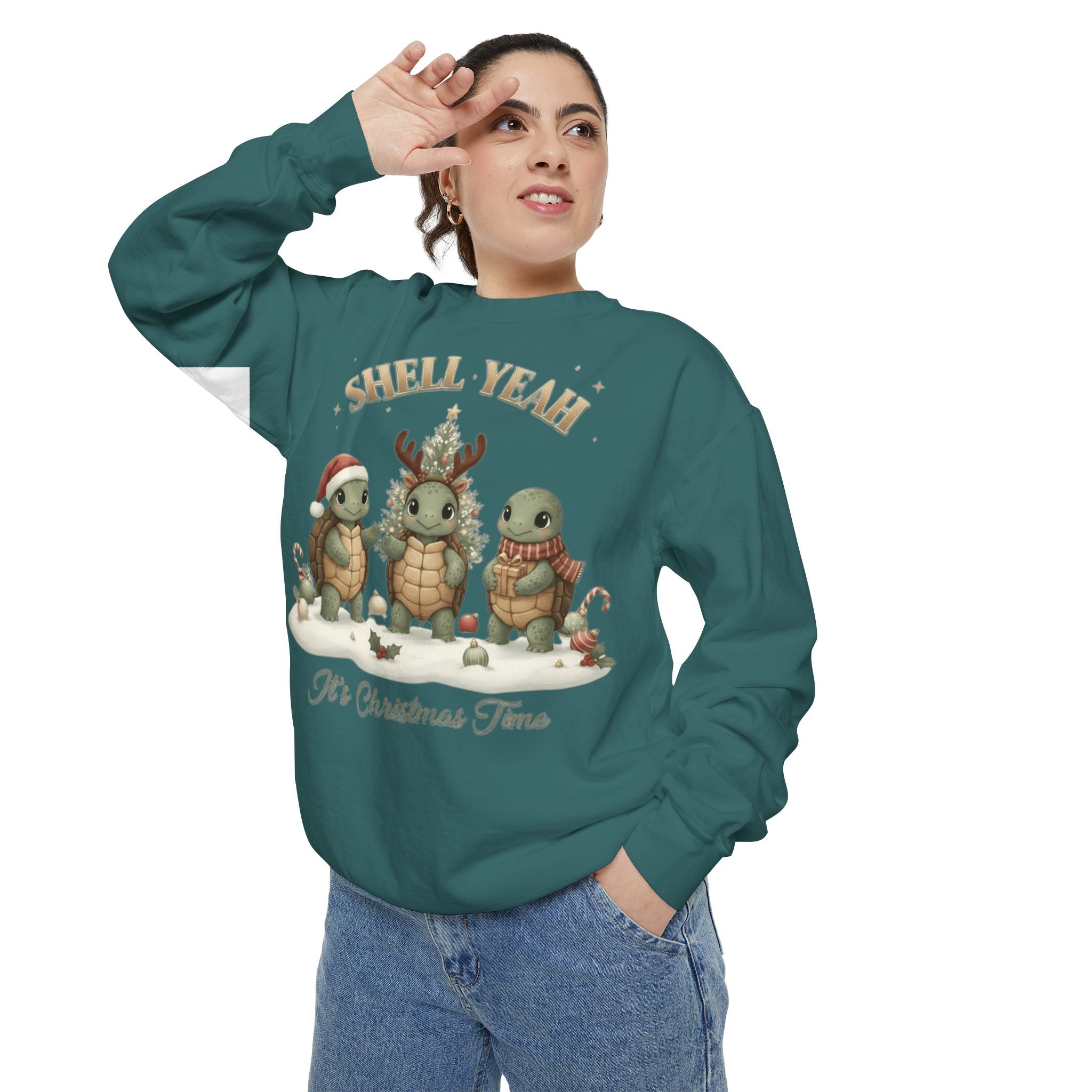 Christmas Turtle Sweatshirt  "Shell Yeah, It’s Christmas Time" Holiday Pullover