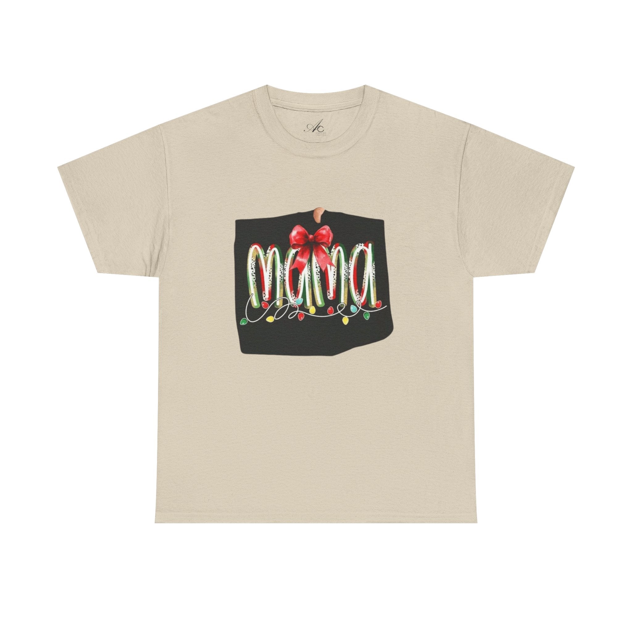 Festive Mama Tee, Cozy Holiday Shirt, Gift for Mom, Christmas T-Shirt, Unisex Cotton Tee