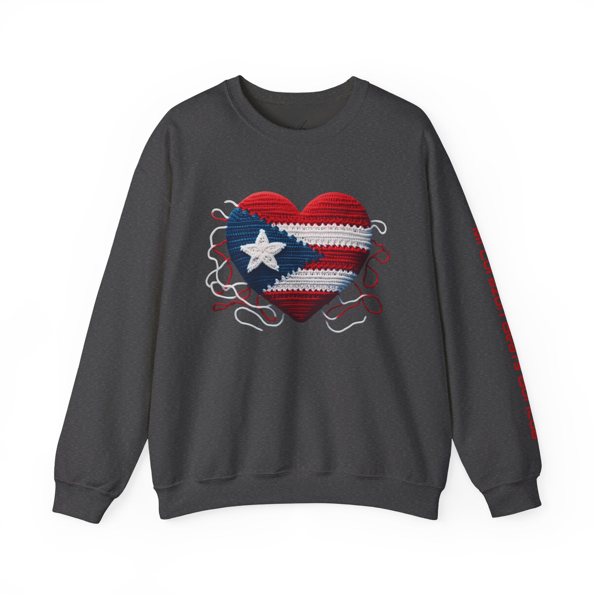 Puerto Rico Heart Crewneck Sweatshirt  Puerto Rican Flag Heart Knit Design