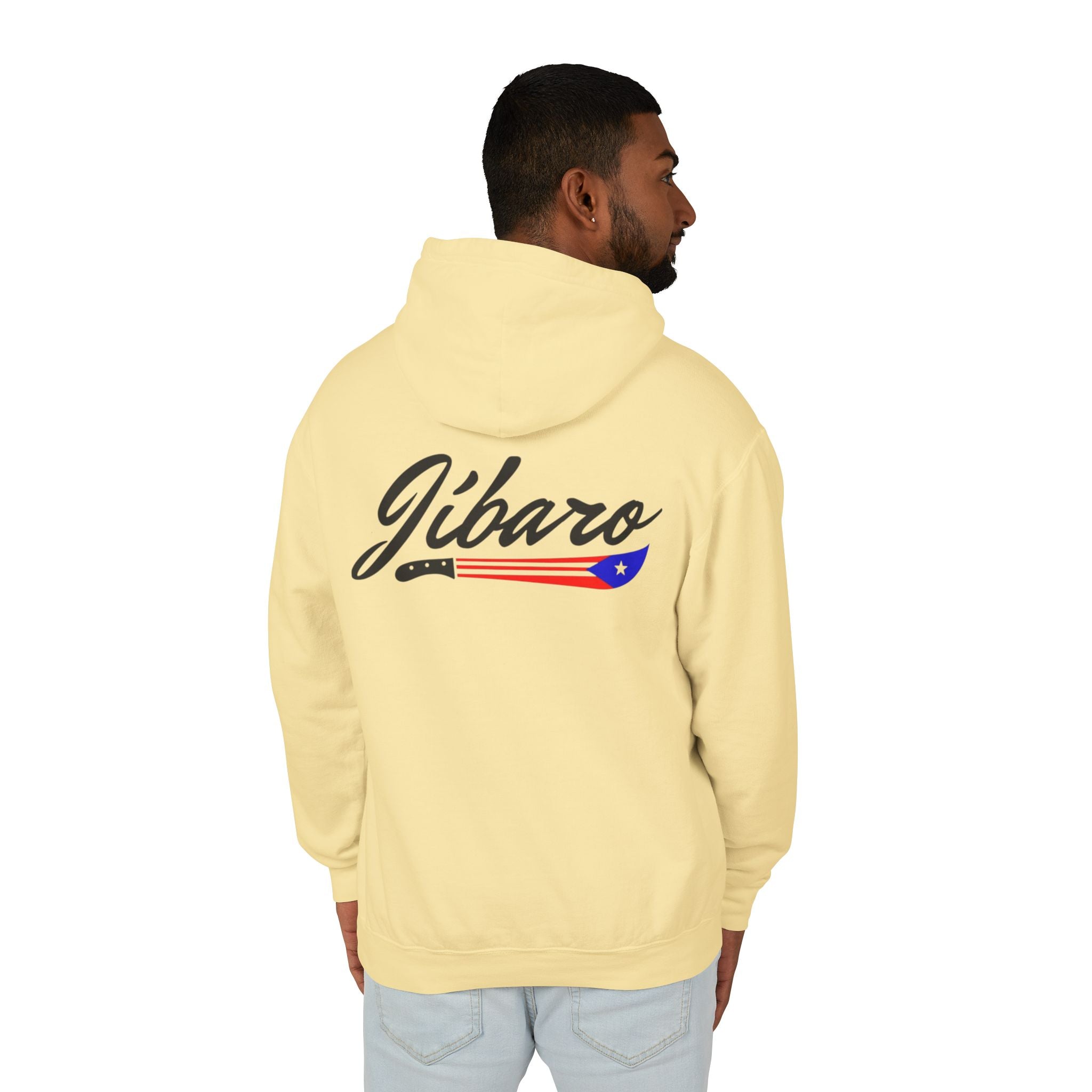 Puerto Rico Heart Flag Hoodie  "Jíbaro" Back Graphic