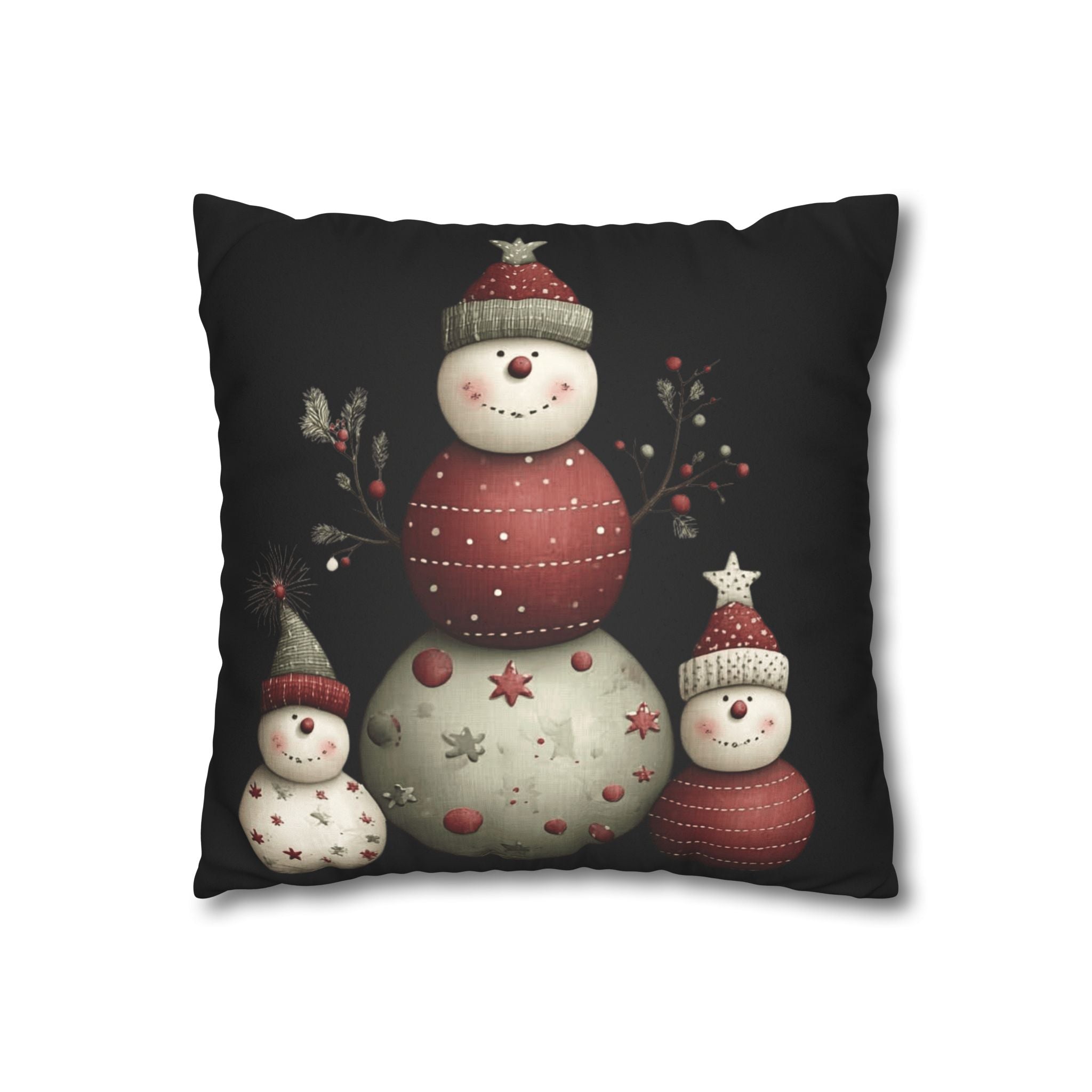 Christmas Snowman Pillowcase — Faux Suede Holiday Throw Pillow Cover CHRISTMAS PILLOW DÉCOR