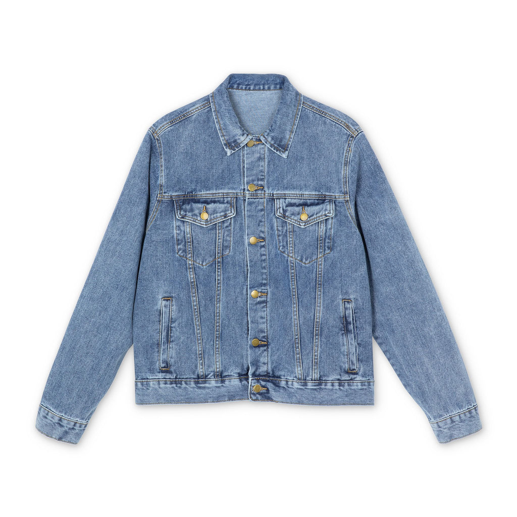 Denim Jacket with Bold NYK Basketball— Men's Retro Sports Jean Jacket