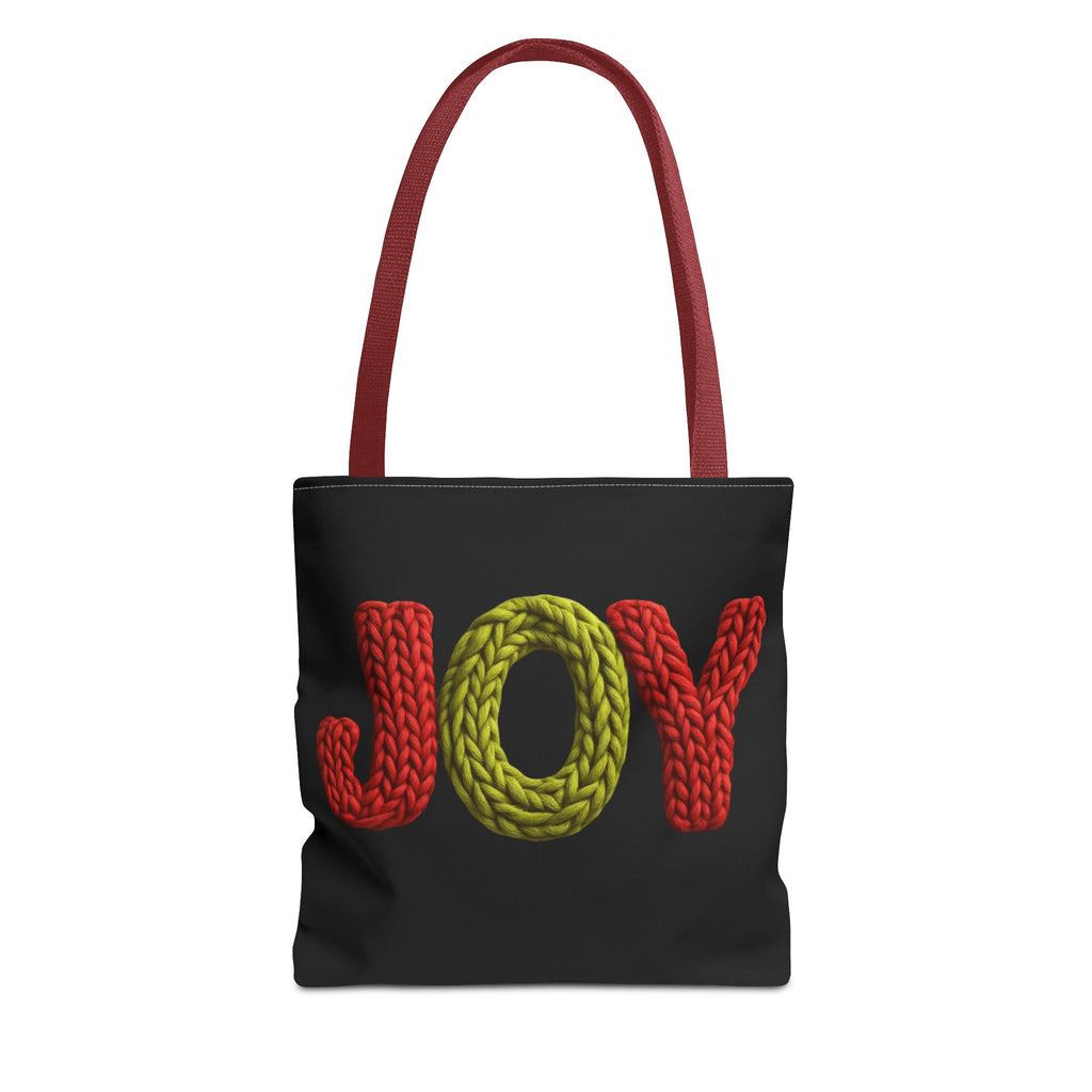 Christmas Tote Bag  Festive Holiday DesigJoy Knit Tote Bag  Colorful 'JOY' Yarn Design, Cozy Holiday Gift Tote