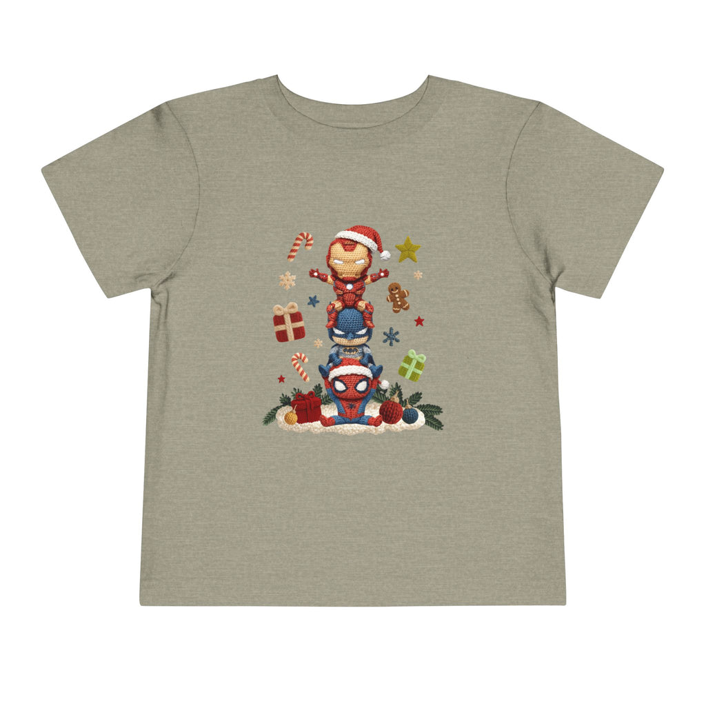 Toddler Tee  Cute Stacked Superhero Christmas Pile christmas kids collection