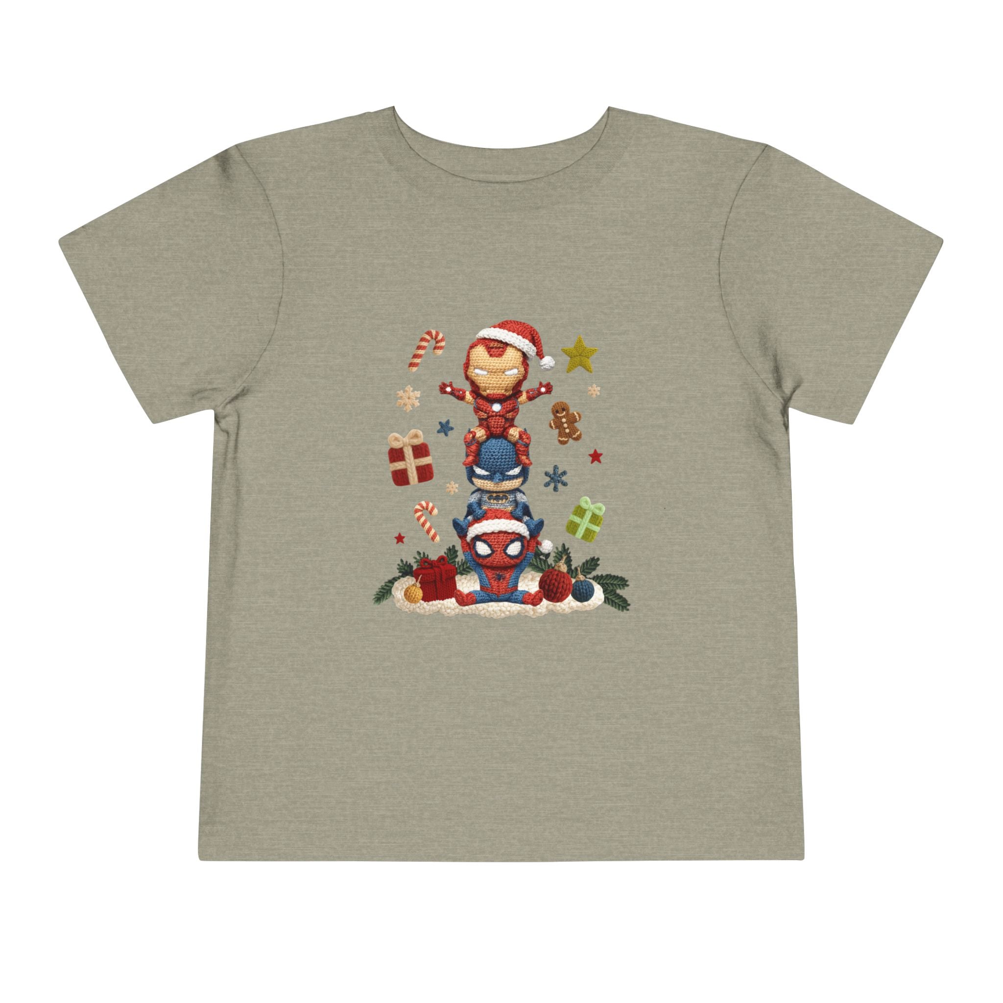 Toddler Tee  Cute Stacked Superhero Christmas Pile christmas kids collection